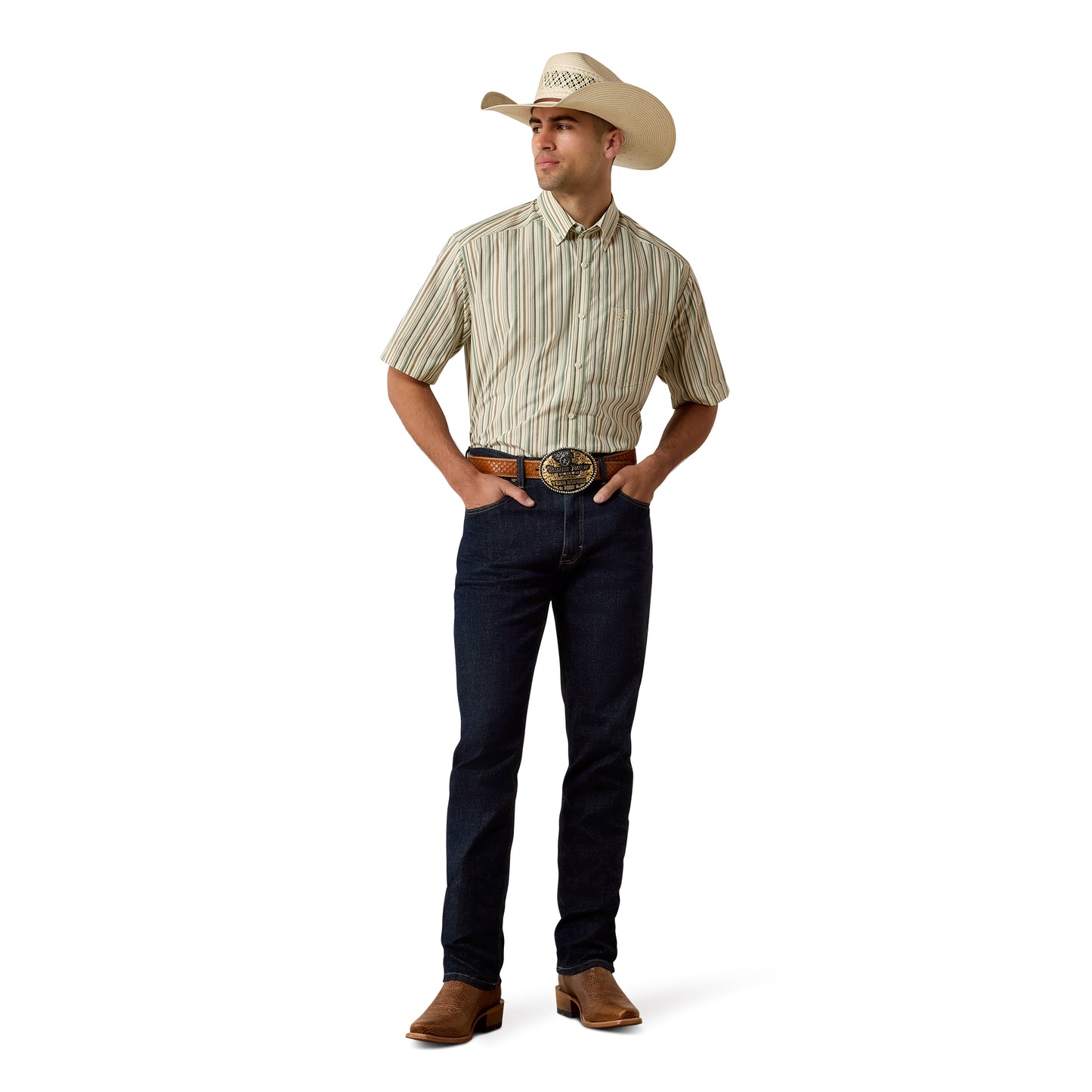 Ariat Men's Pro Series Stevie White Multi Stripe Classic Fit Shirt 10073567