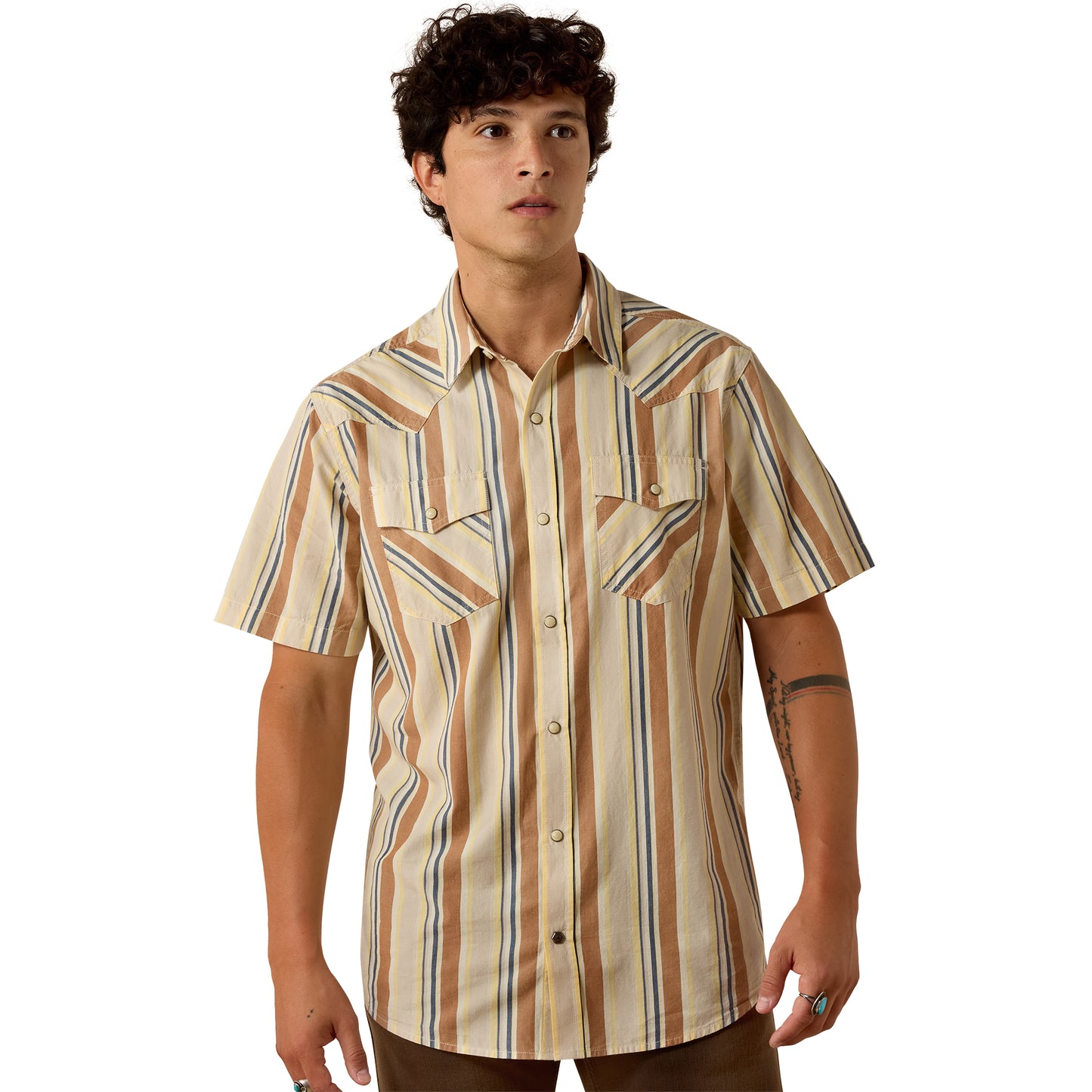 Ariat Men's Retro Hawthorne Sandshell Stripe Fitted Snap Shirt 10073572