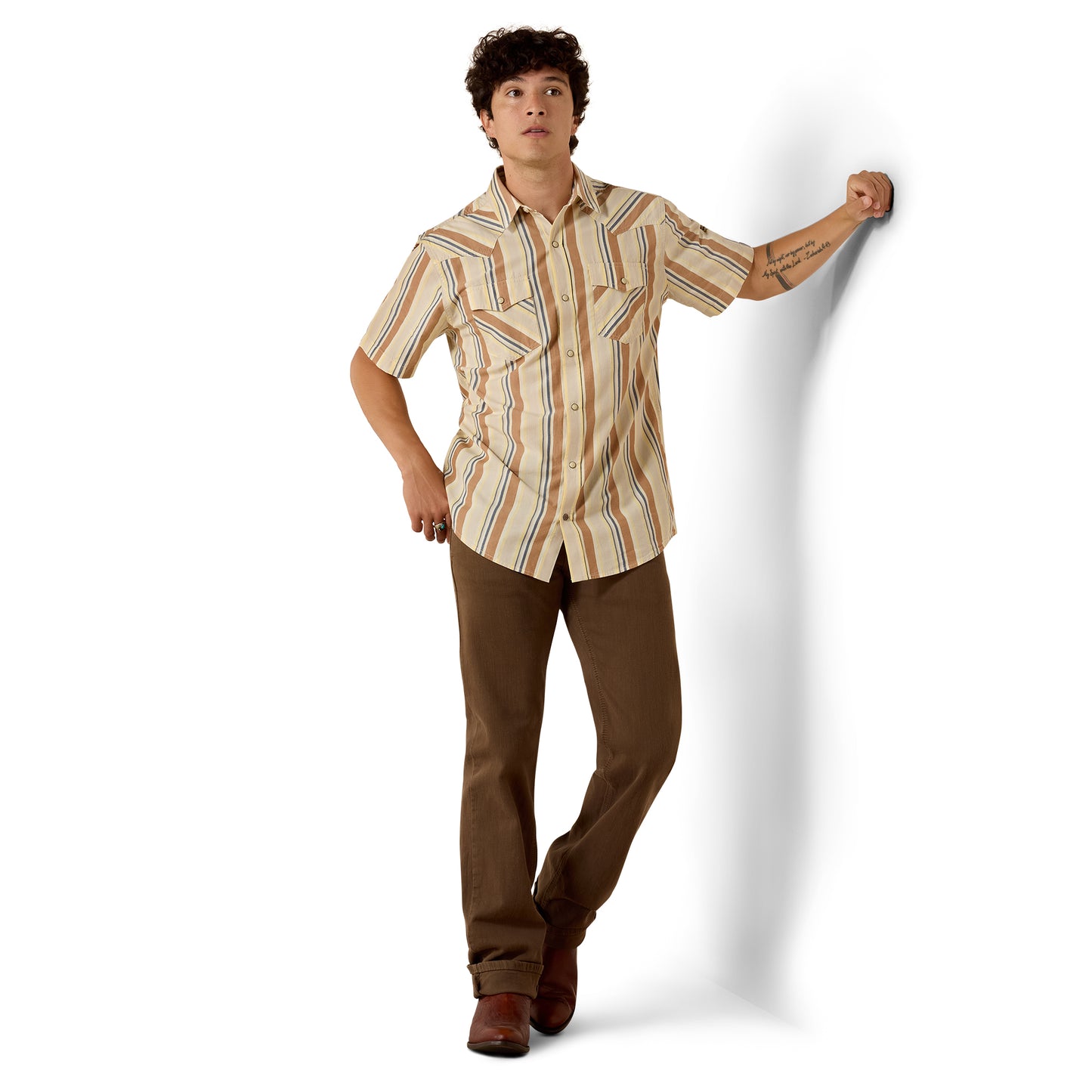 Ariat Men's Retro Hawthorne Sandshell Stripe Fitted Snap Shirt 10073572