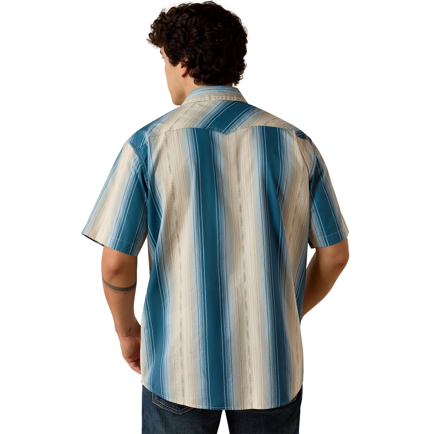 Ariat Men's Retro Hyland Colonial Blue Stripe Fitted Snap Shirt 10073573