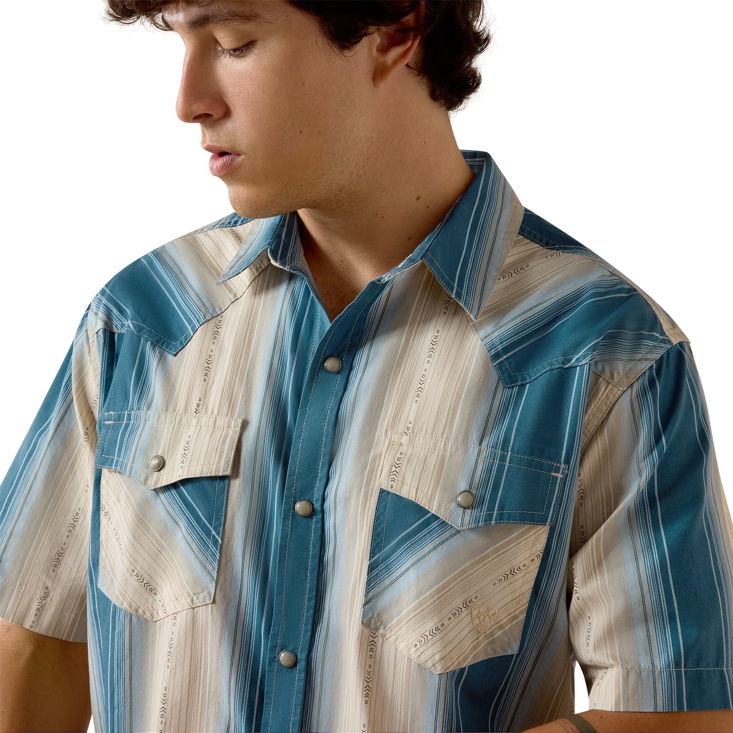 Ariat Men's Retro Hyland Colonial Blue Stripe Fitted Snap Shirt 10073573