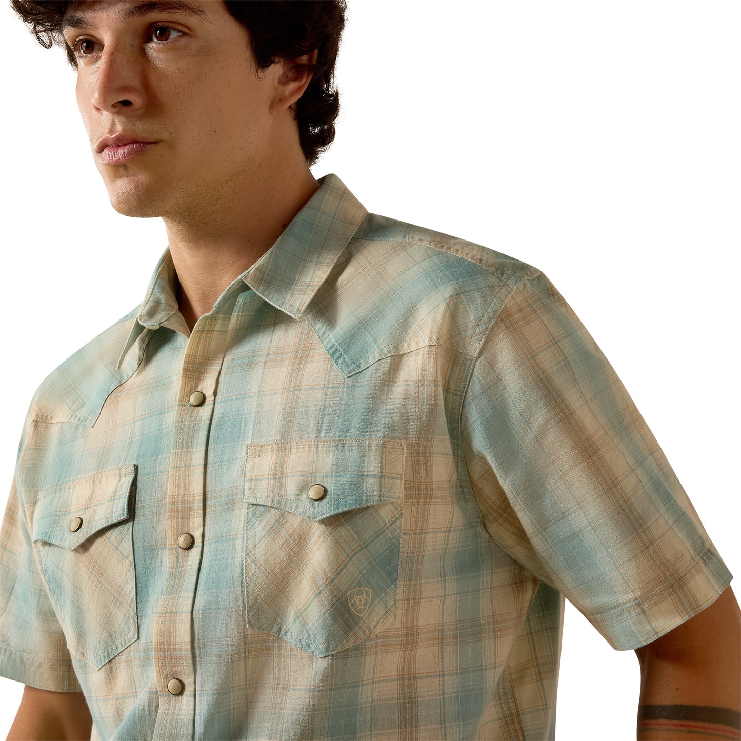 Ariat Men's Retro Hartman Aquifer Plaid Fitted Snap Shirt 10073575