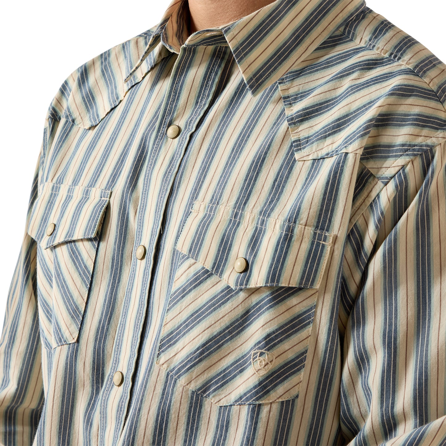 Ariat Men's Retro Hart White Swan Stripe Fitted Snap Shirt 10073578