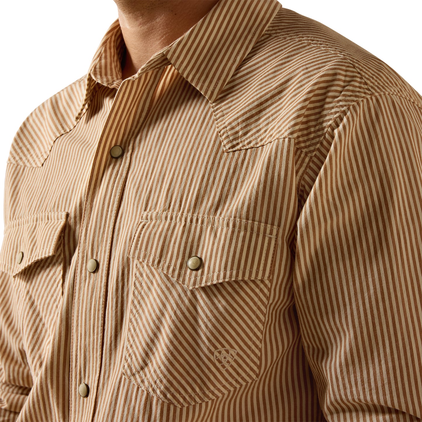 Ariat Men's Retro Hyman Taupe Grey Stripe Fitted Snap Shirt 10073581
