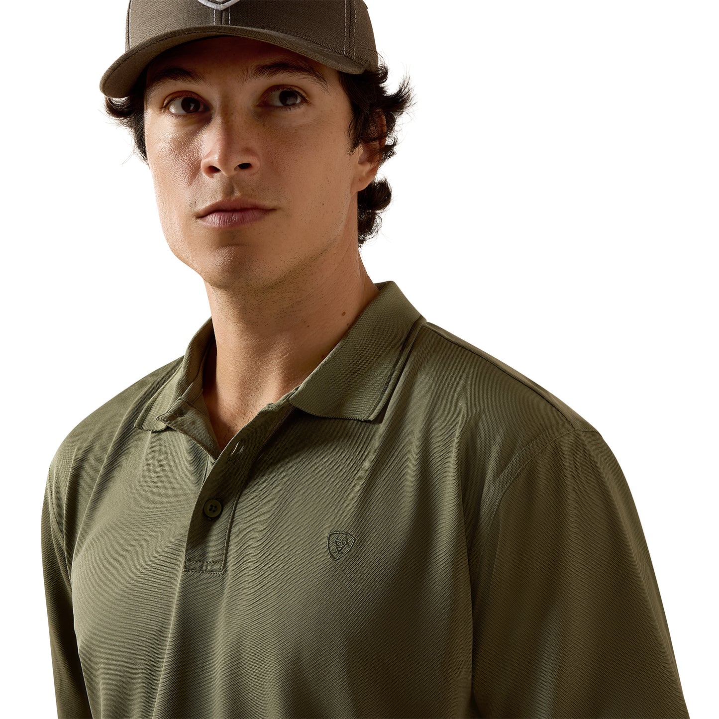Ariat Men's Logo Fitted Deep Lichen Green Polo 10073582