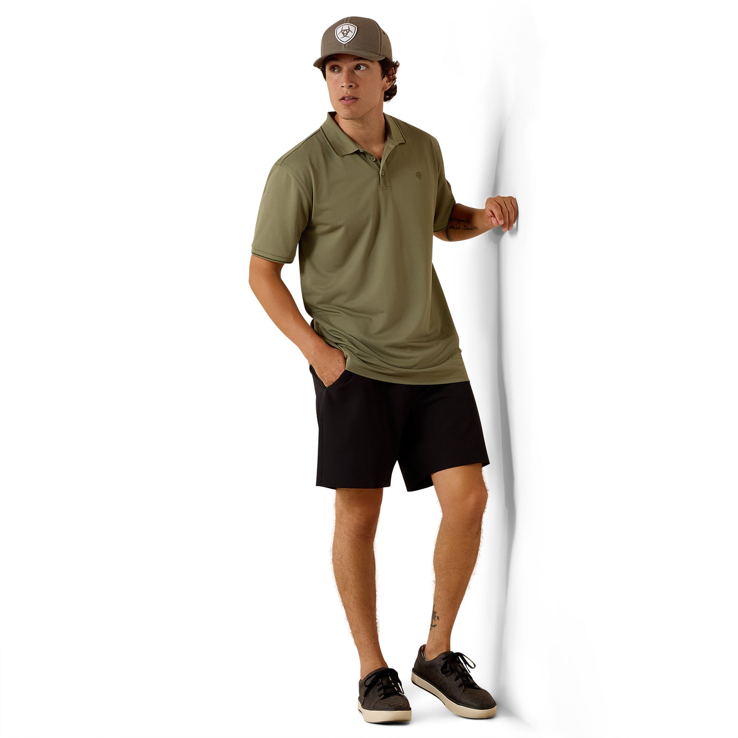 Ariat Men's Logo Fitted Deep Lichen Green Polo 10073582