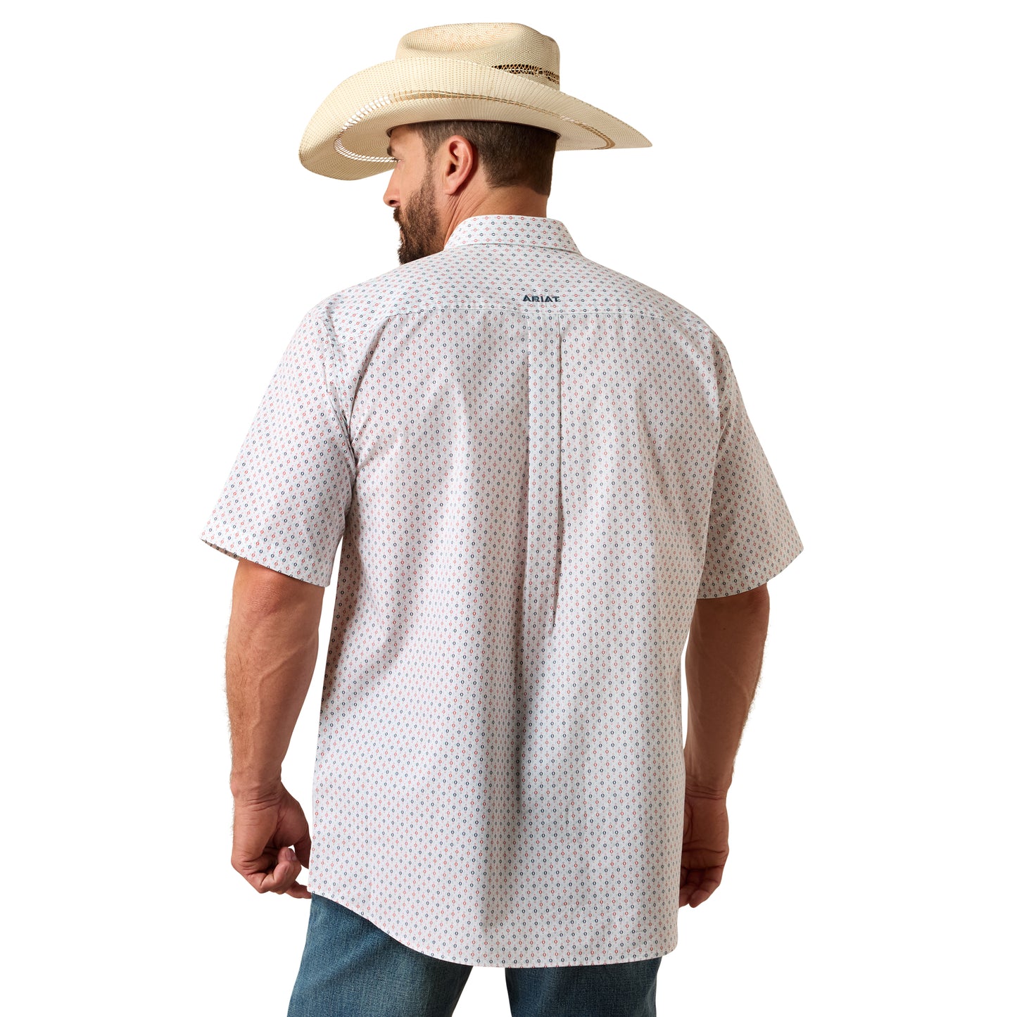 Ariat Men's Noam White Multi Geo Print Classic Fit Button Down Shirt 10073586