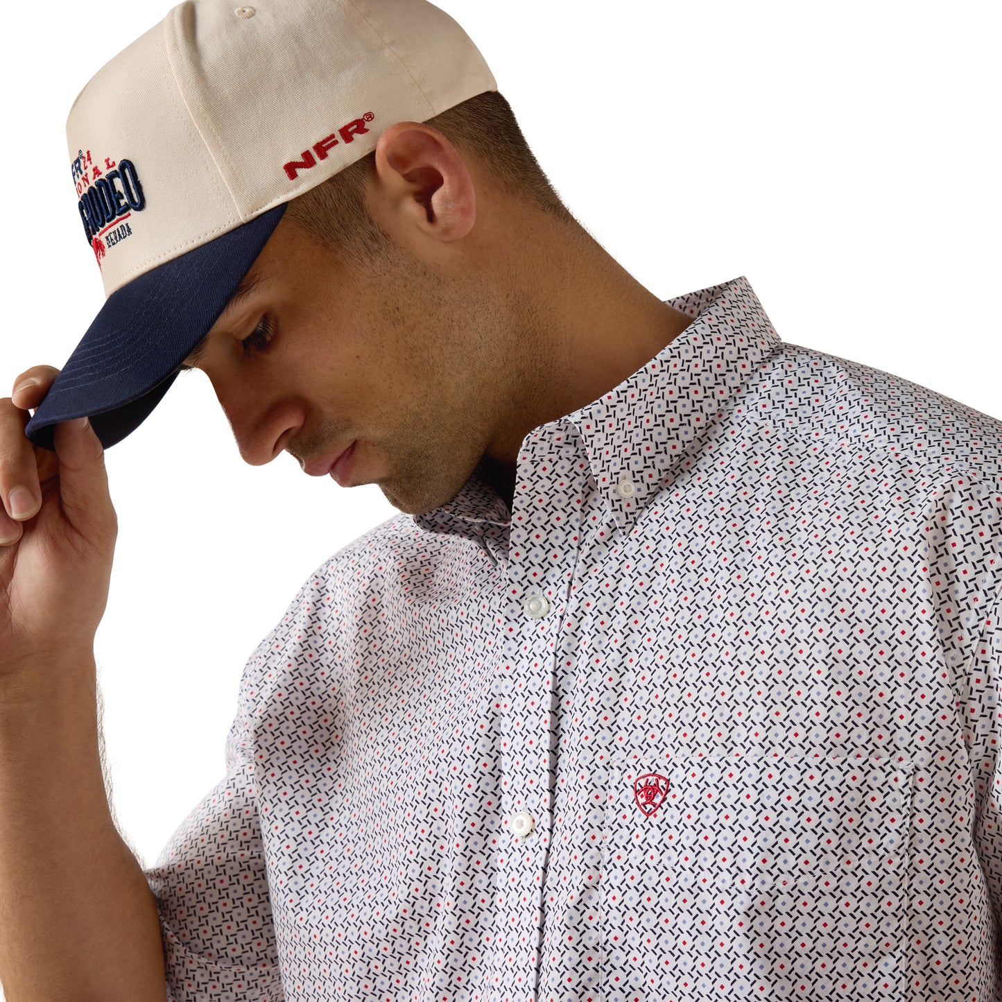 Ariat Men's Britton White Geo Print Classic Button Down Shirt 10073591