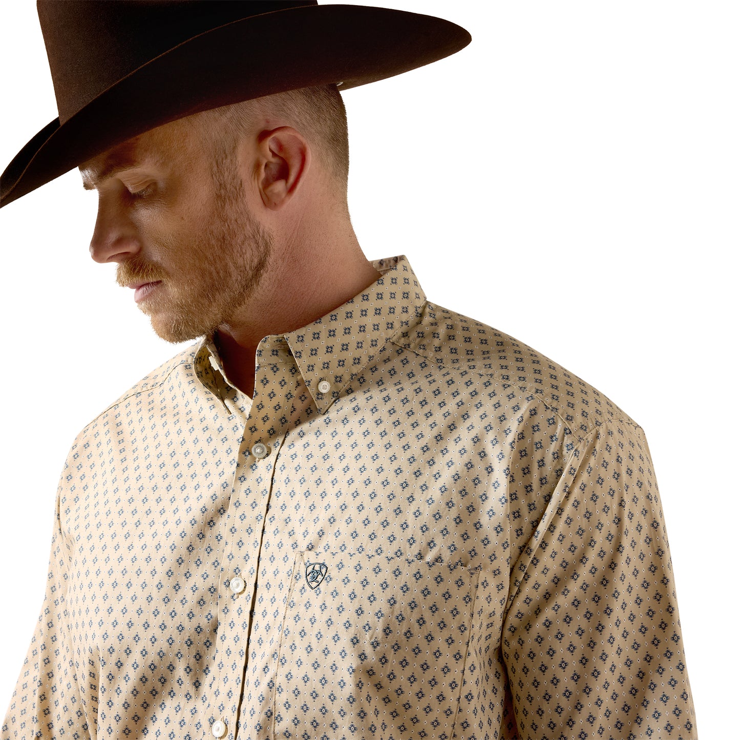 Ariat Men's Stu Irish Cream Southwest Motif Print Button Down Shirt 10073592
