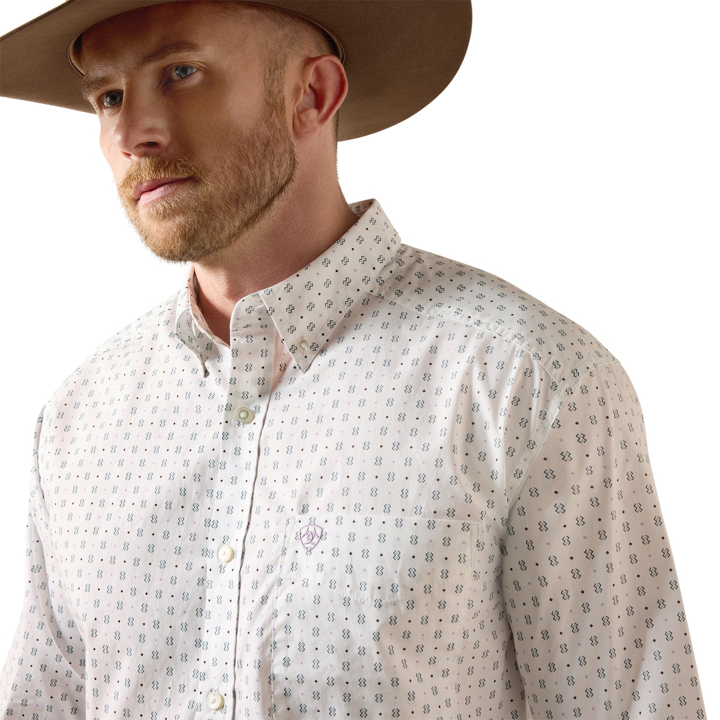 Ariat Men's Somers White Multi Print Classic Fit Shirt 10073594