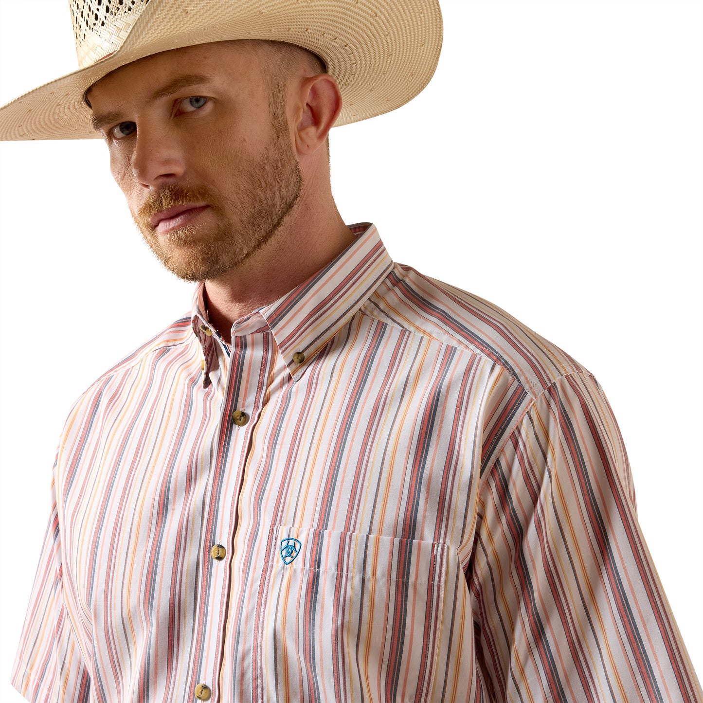Ariat Men's Pro Series Neil Key Largo Blue Stripe Button Down Shirt 10073597