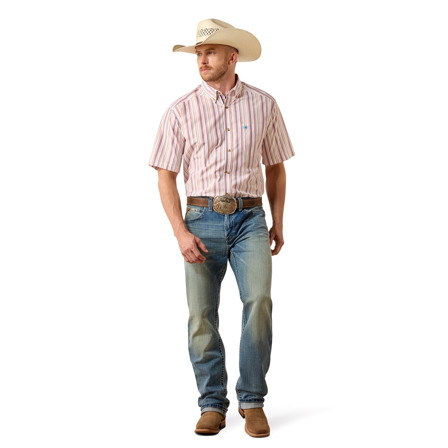 Ariat Men's Pro Series Neil Key Largo Blue Stripe Button Down Shirt 10073597