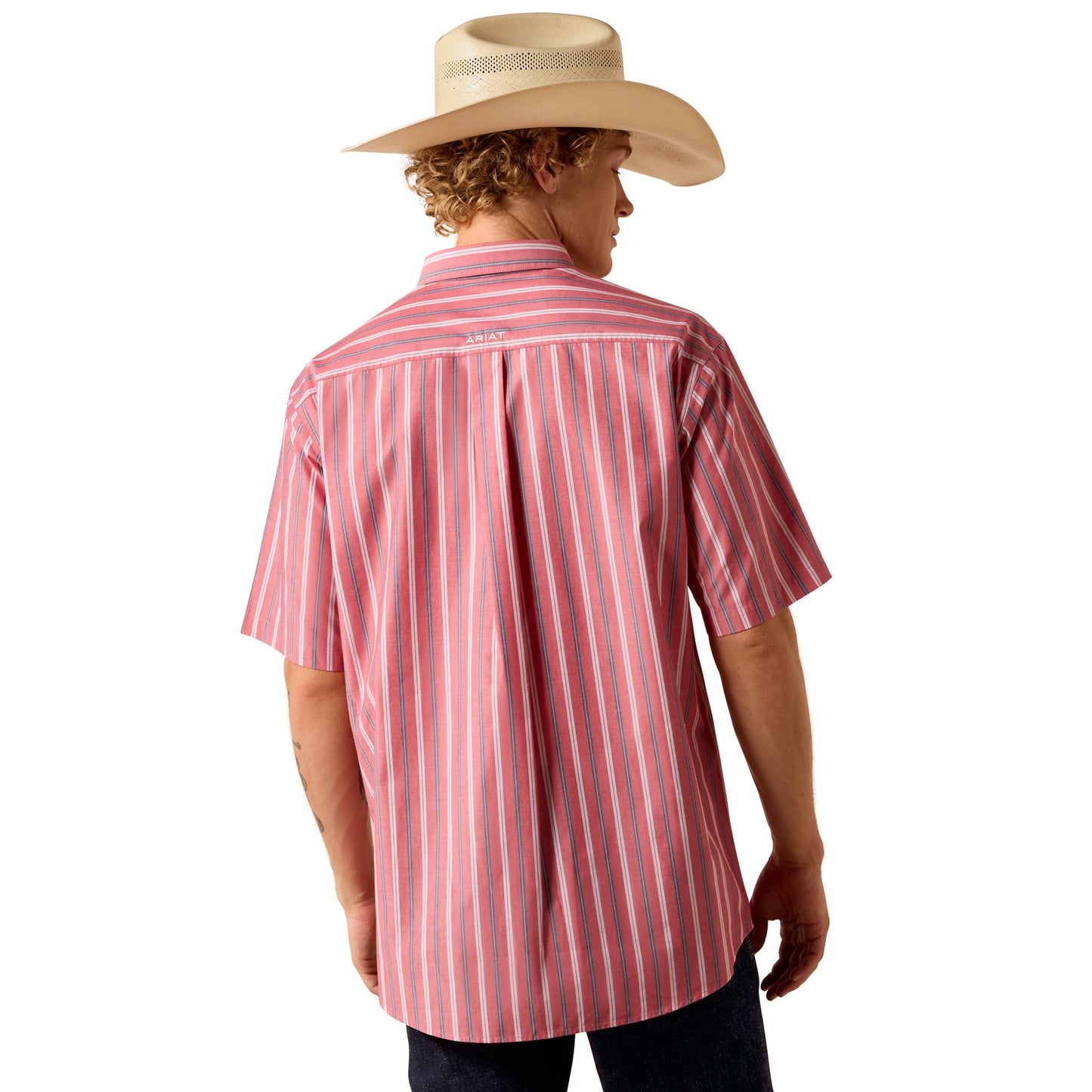Ariat Men's Pro Series Bobby Hibiscus Red Stripe Button Down Shirt 10073604