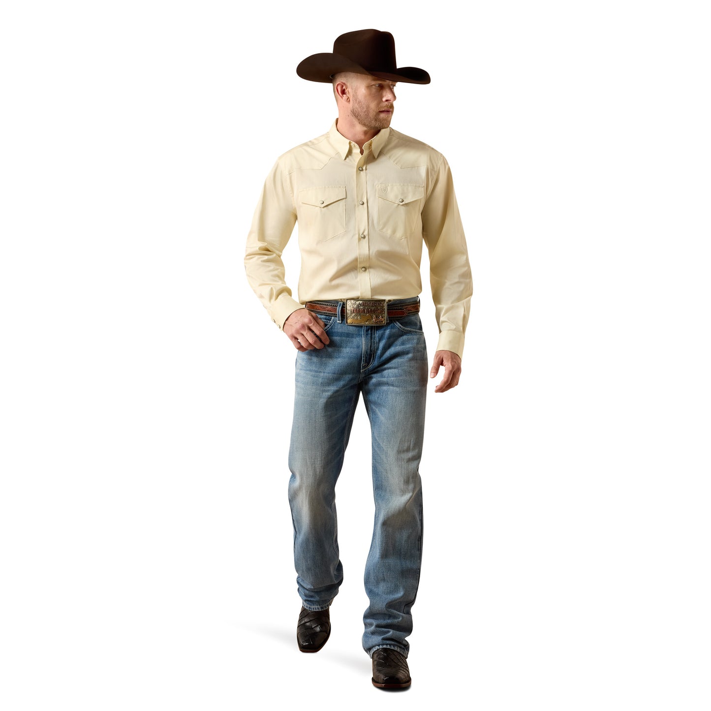 Ariat Men's Lightweight Almond Oil Solid Twill Classic Fit Shirt 10073613
