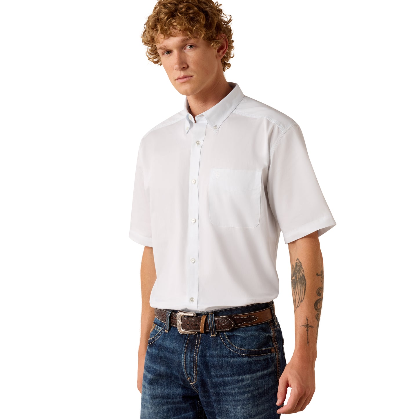 Ariat Men's White Lightweight Twill Classic Fit Shirt 10073615