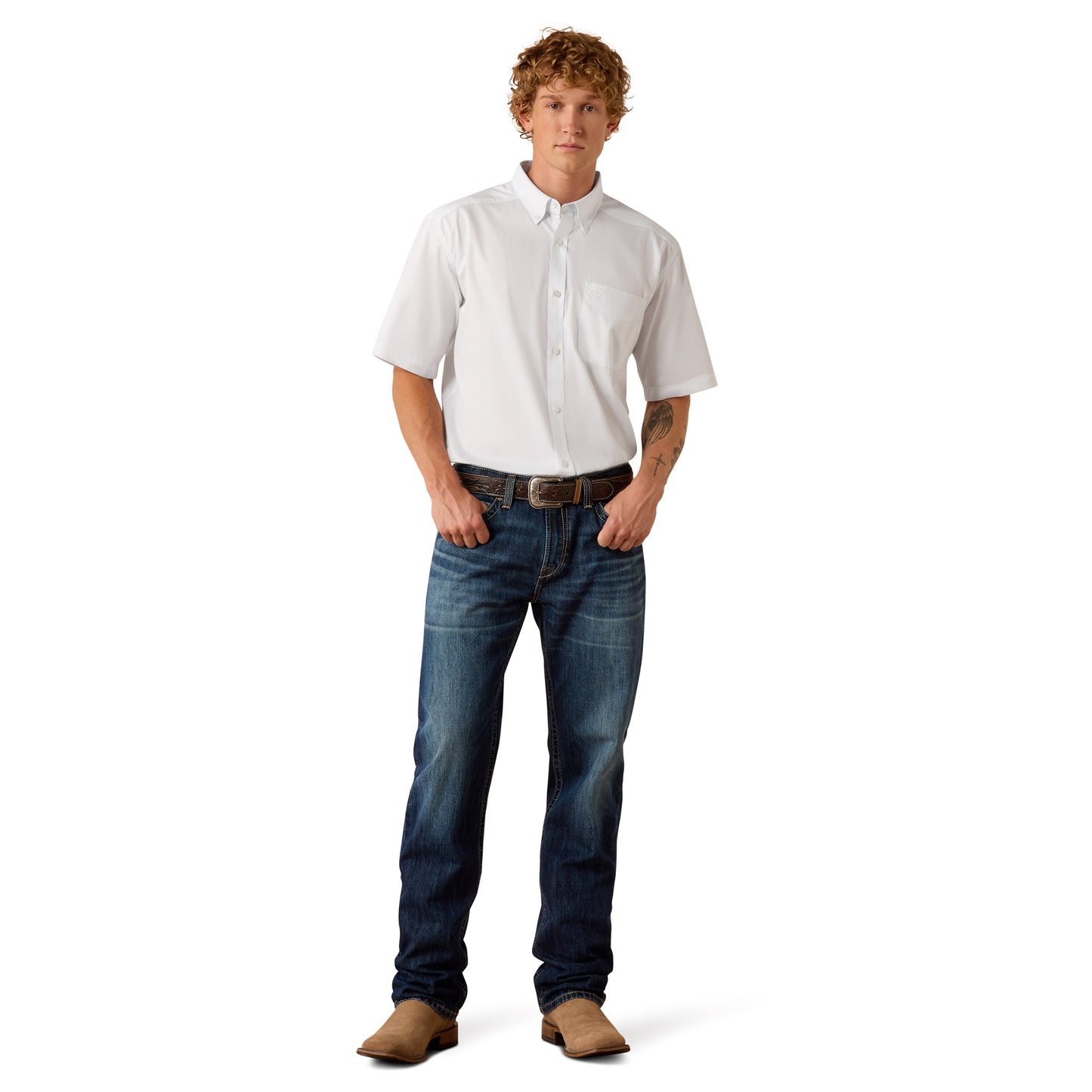 Ariat Men's White Lightweight Twill Classic Fit Shirt 10073615