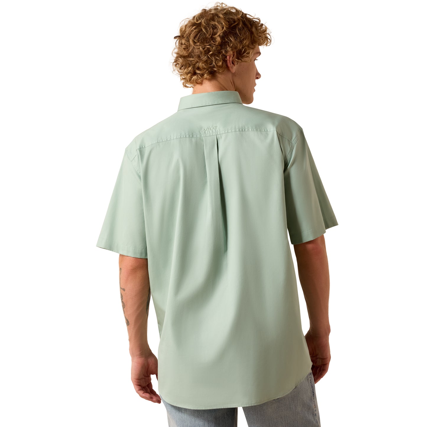 Ariat Men's Lightweight Slit Green Twill Classic Fit Shirt 10073617