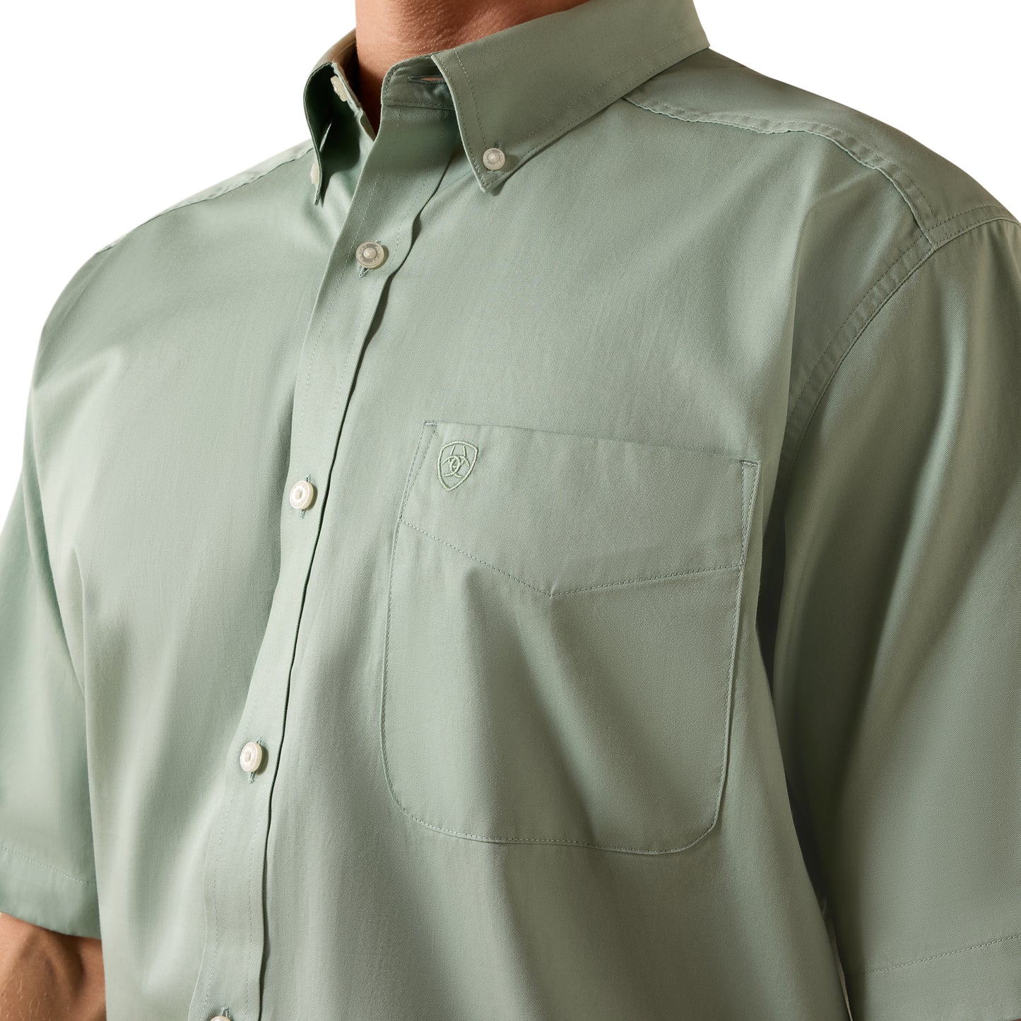Ariat Men's Lightweight Slit Green Twill Classic Fit Shirt 10073617