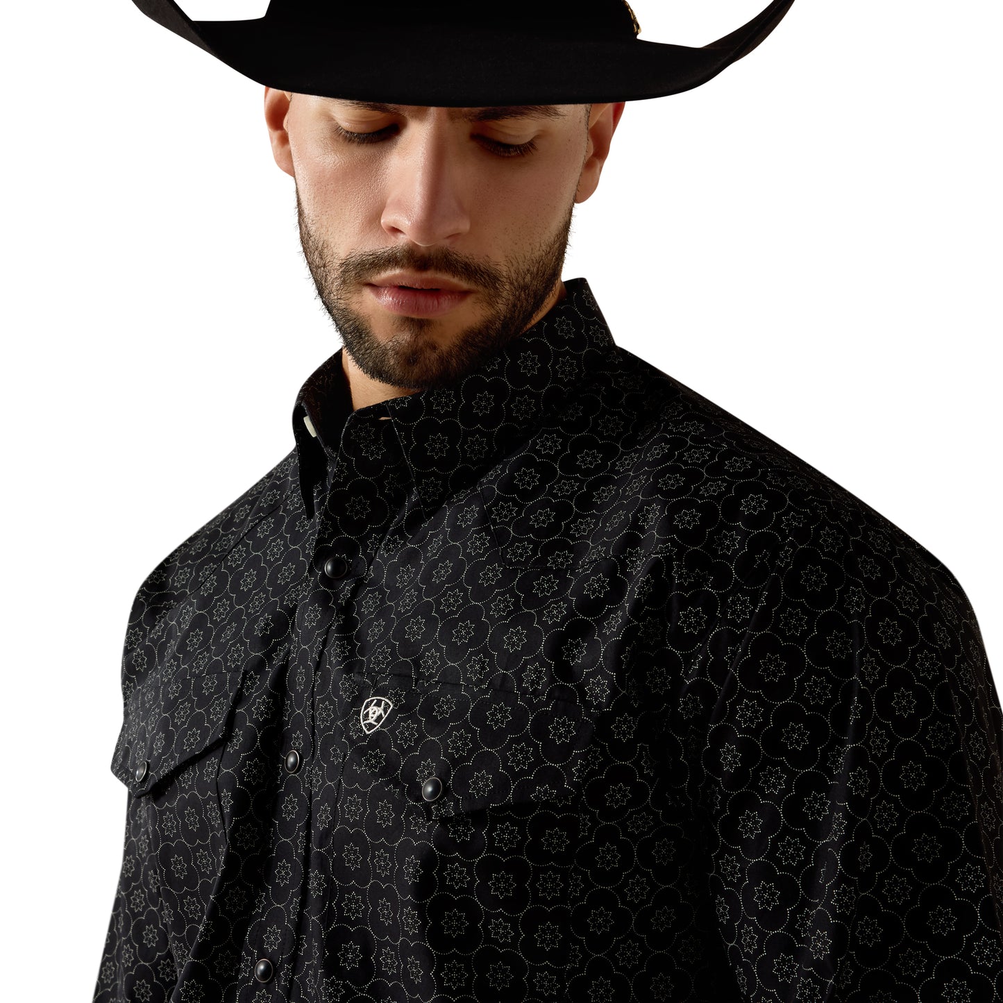 Ariat Men's Fritz Black Medallion Print Classic Fit Snap Shirt 10073621