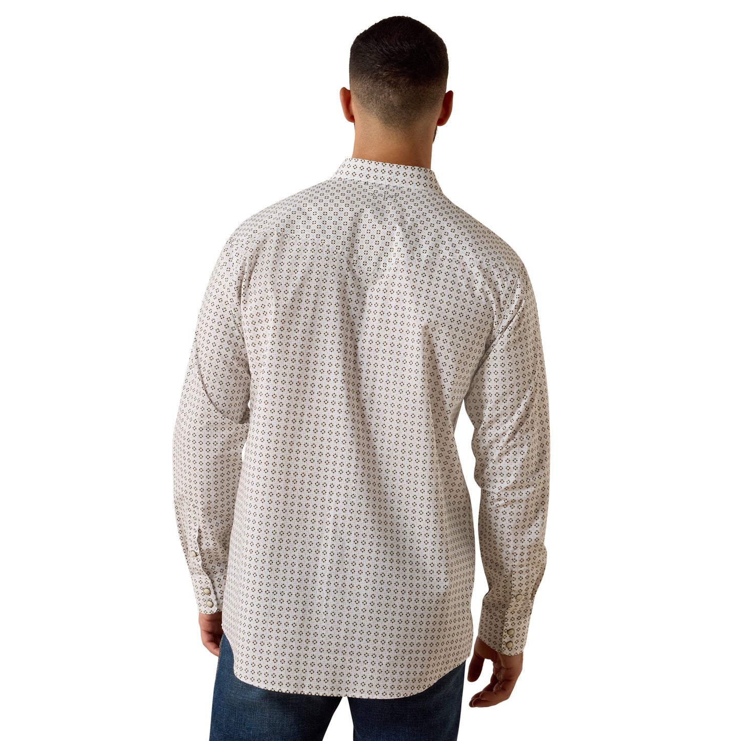 Ariat Men's Franz White Multi Geo Print Fitted Snap Shirt 10073625