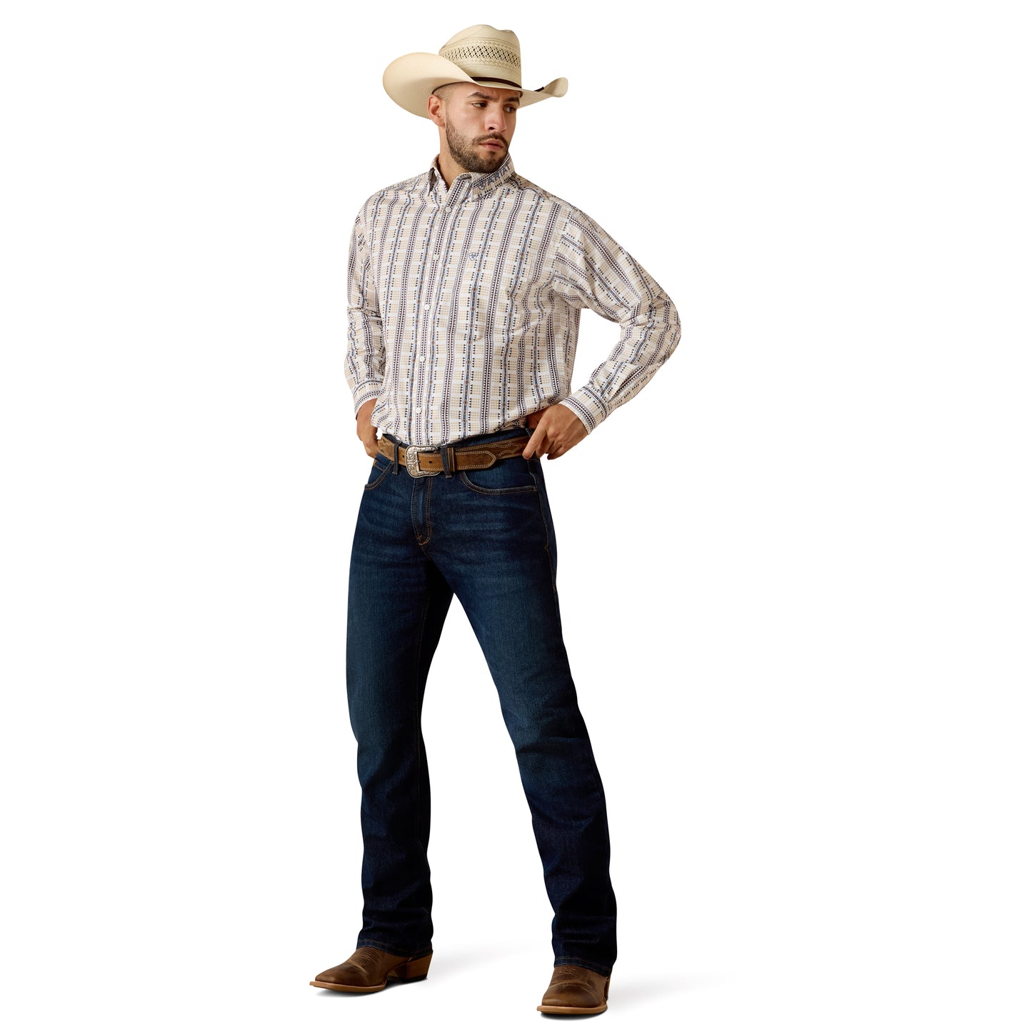 Ariat Men's Team Daniel White Multi Southwest Button Down Shirt 10073627