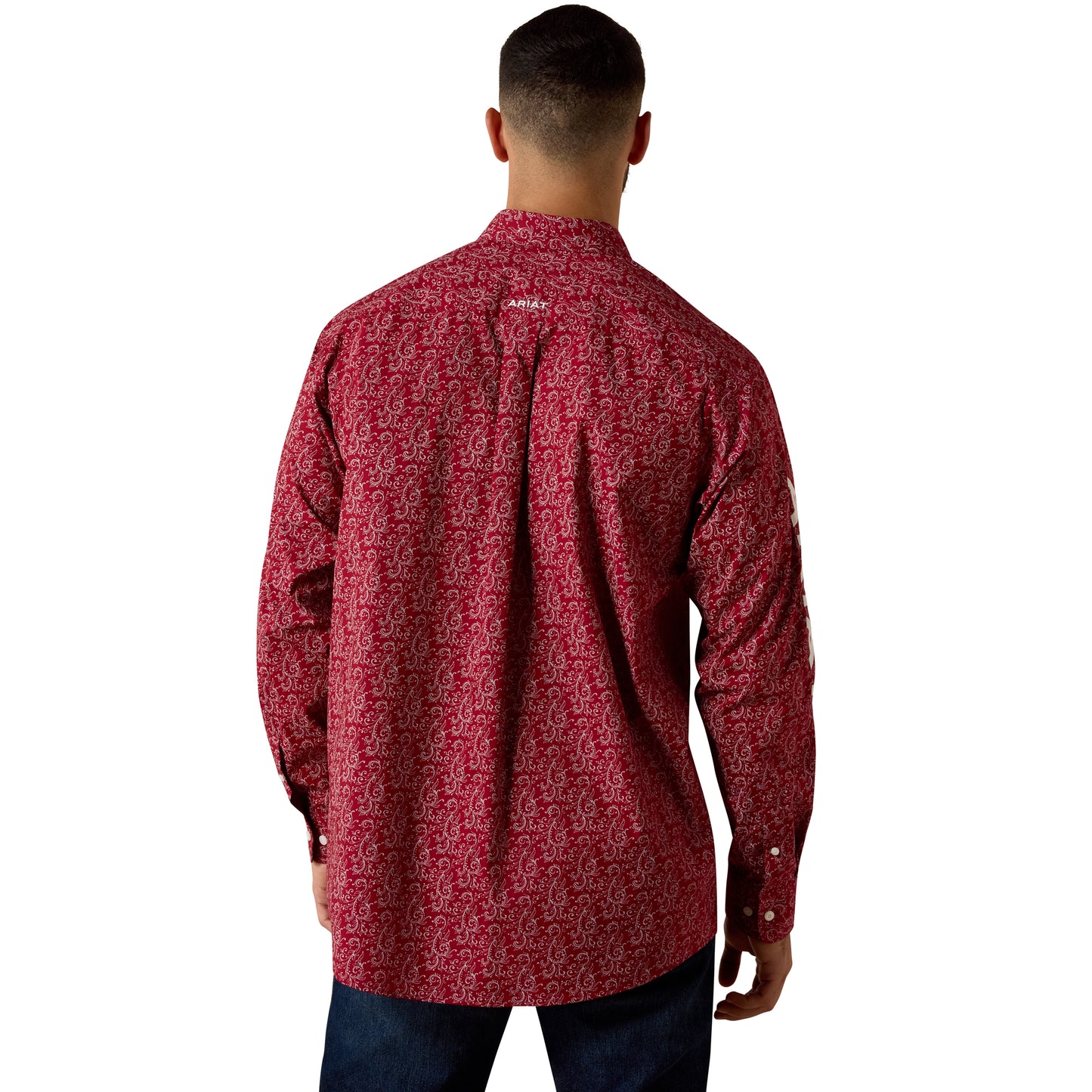 Ariat Men's Team Dylan Red Scroll Print Button Down Shirt 10073628