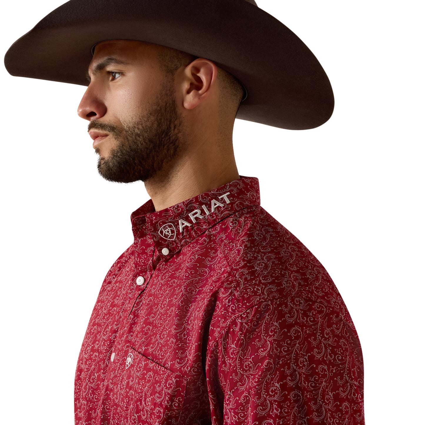 Ariat Men's Team Dylan Red Scroll Print Button Down Shirt 10073628