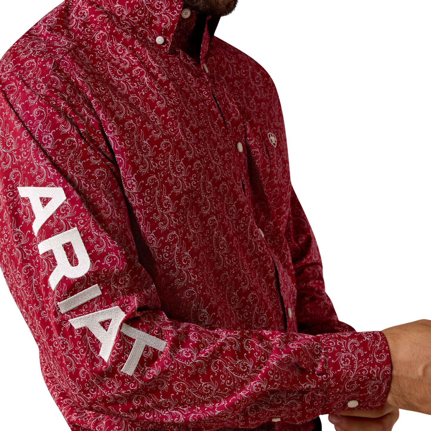 Ariat Men's Team Dylan Red Scroll Print Button Down Shirt 10073628