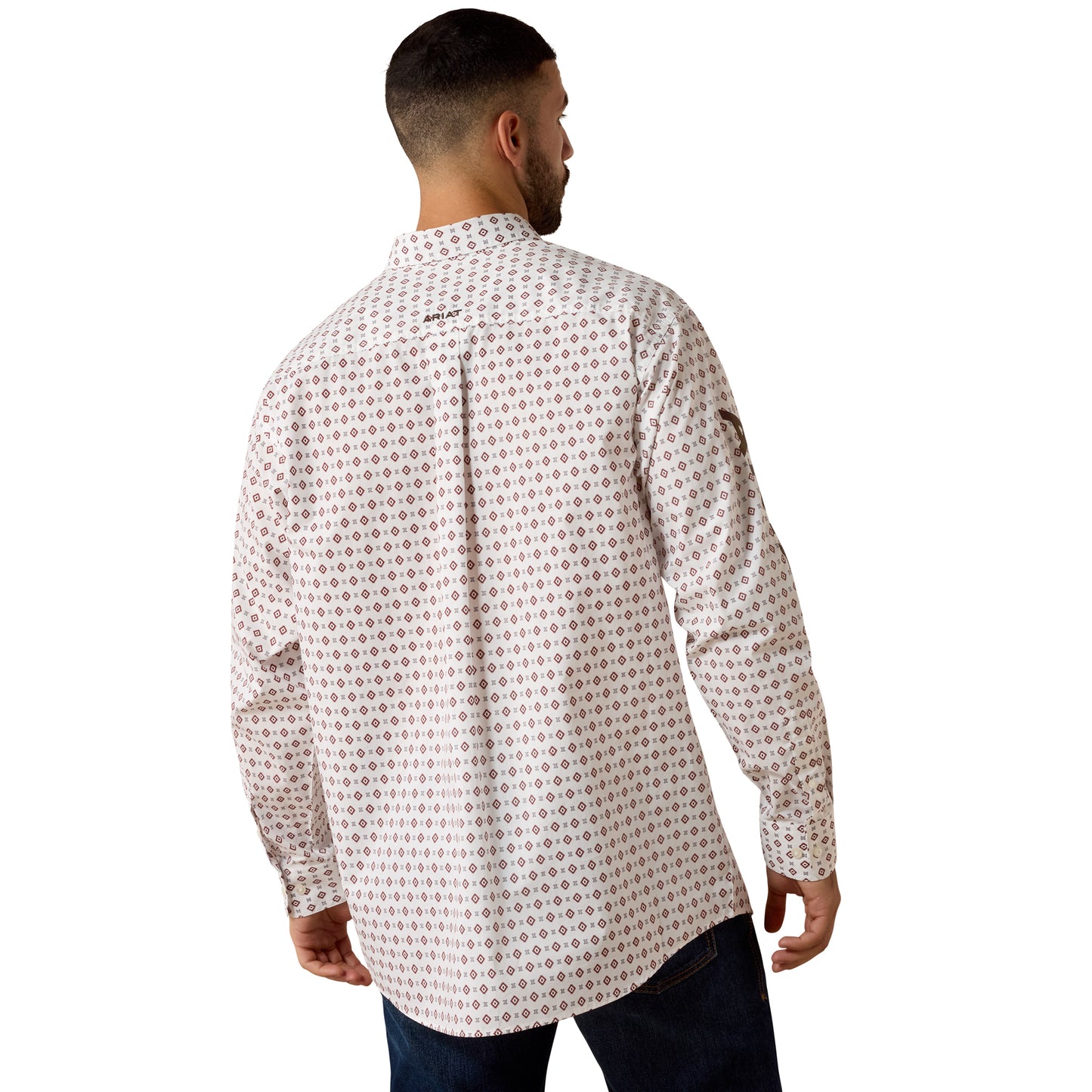 Ariat Men's Team Dallas White Multi Geo Print Button Down Shirt 10073629