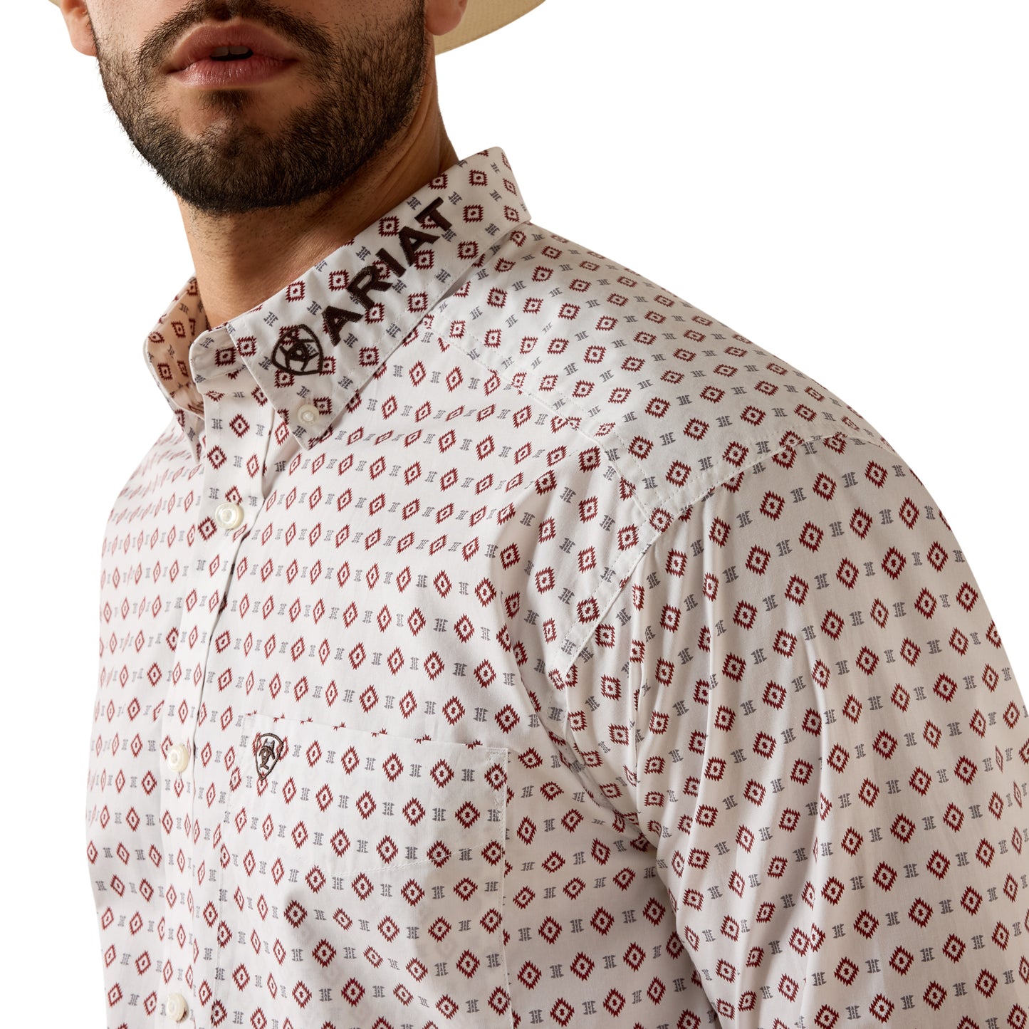 Ariat Men's Team Dallas White Multi Geo Print Button Down Shirt 10073629