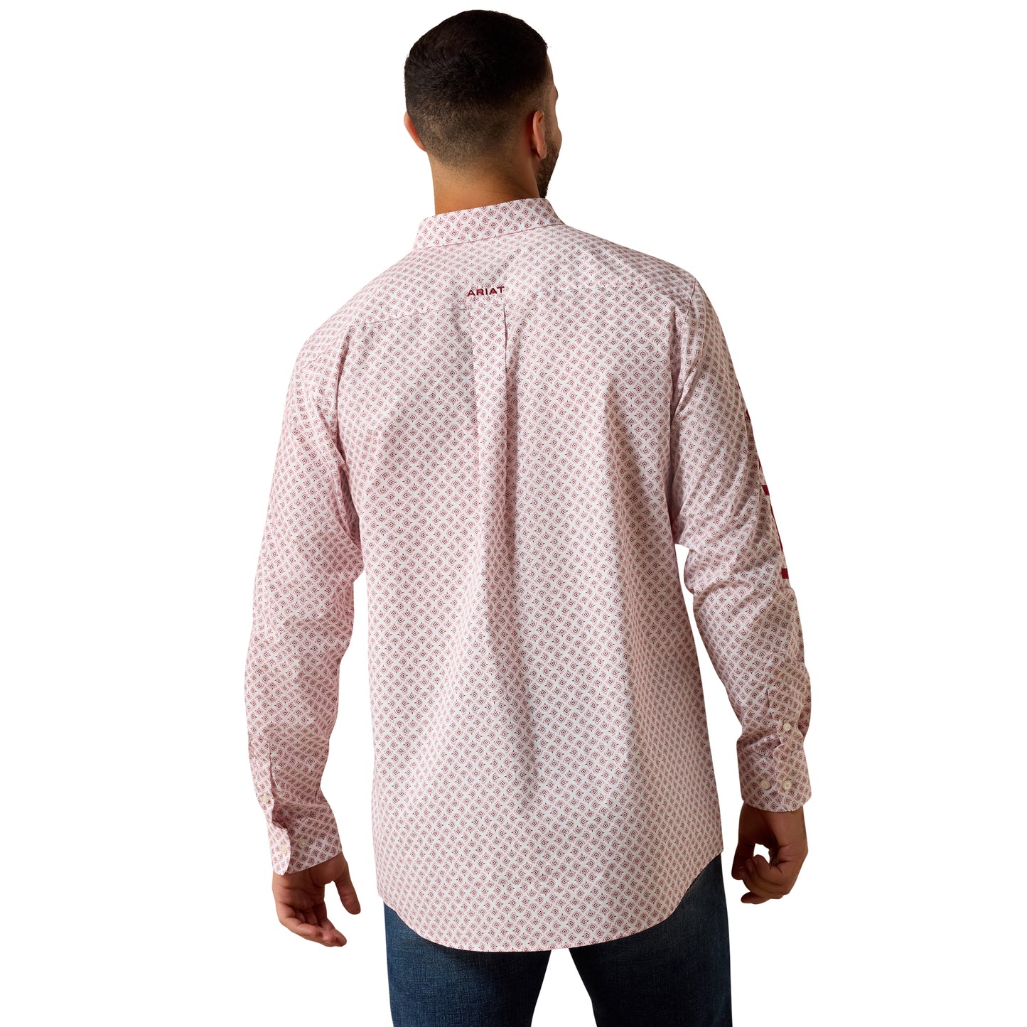 Ariat Men's Team Donovan White Multi Feather Print Fitted Shirt 10073631