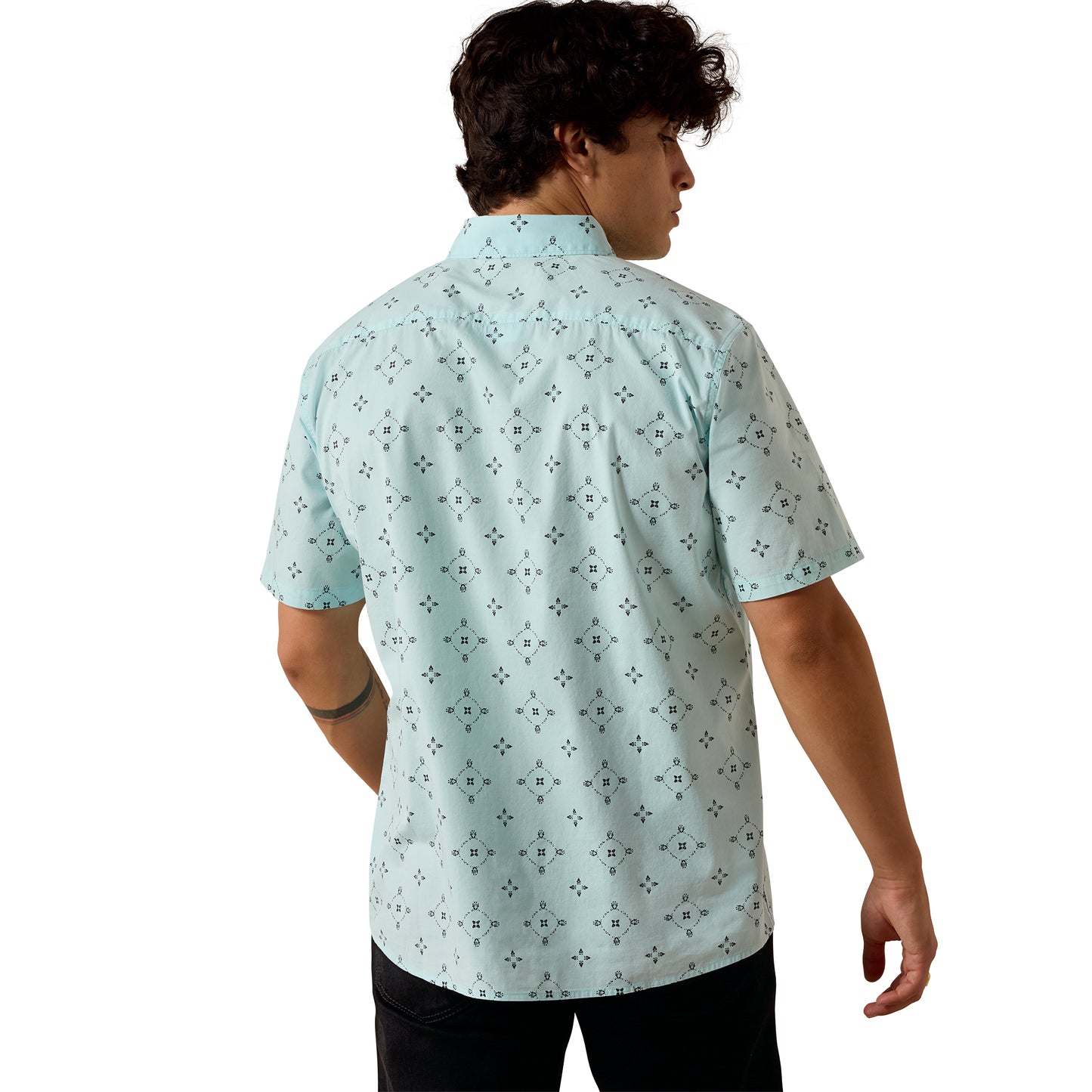 Ariat Men's Marlow Blue Glow Large Medallion Modern Fit Shirt 10073645