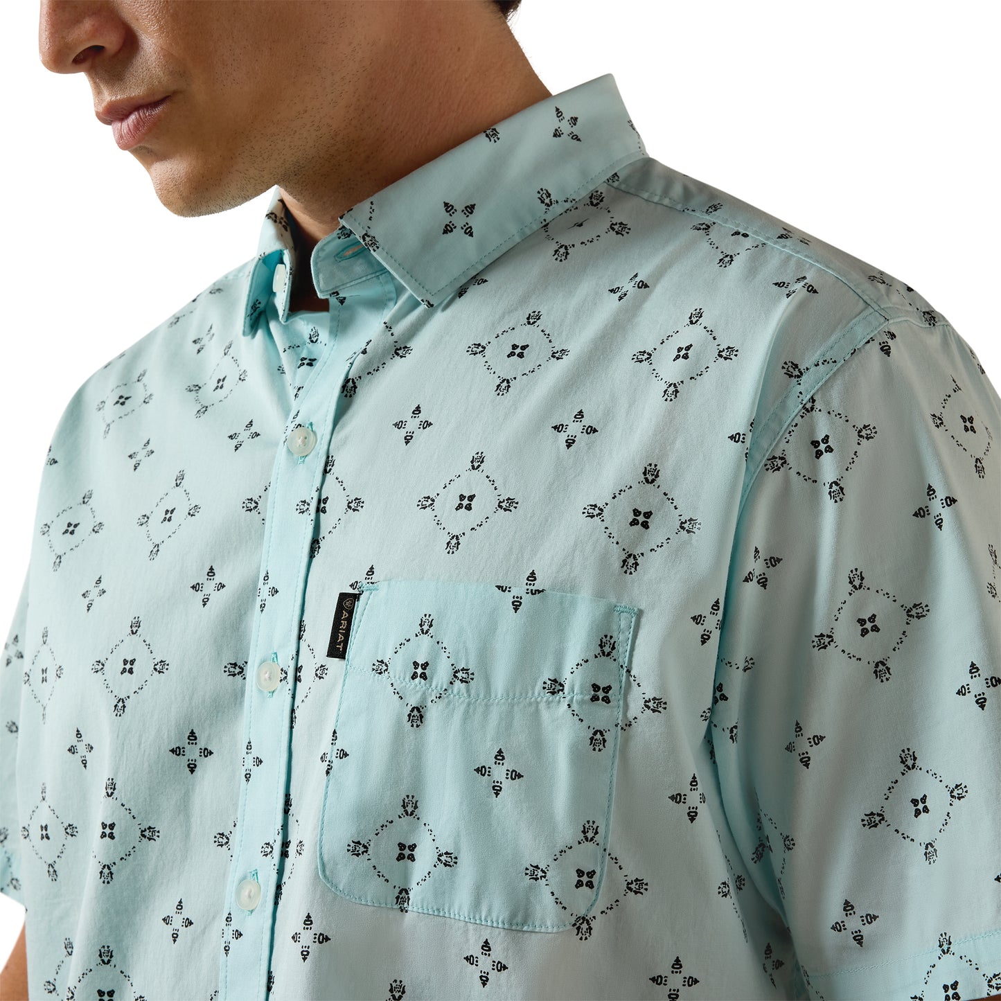 Ariat Men's Marlow Blue Glow Large Medallion Modern Fit Shirt 10073645