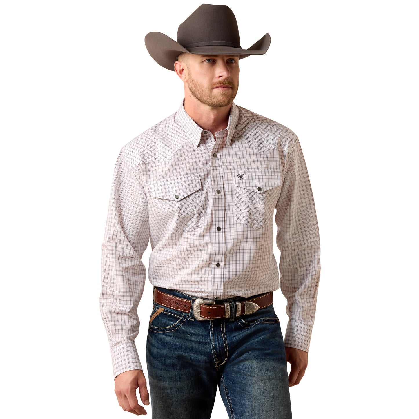 Ariat Men's Wrinkle Free Draco White Multi Plaid Snap Shirt 10073657