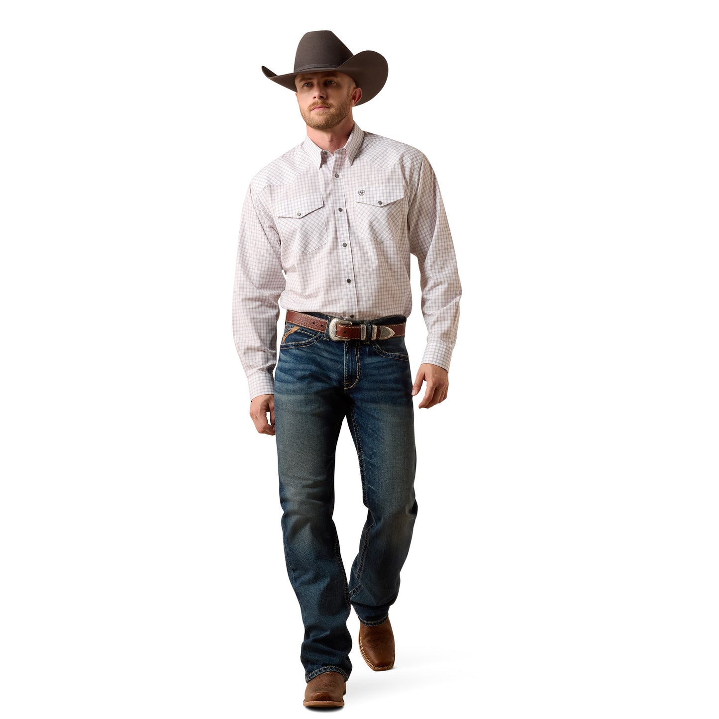 Ariat Men's Wrinkle Free Draco White Multi Plaid Snap Shirt 10073657