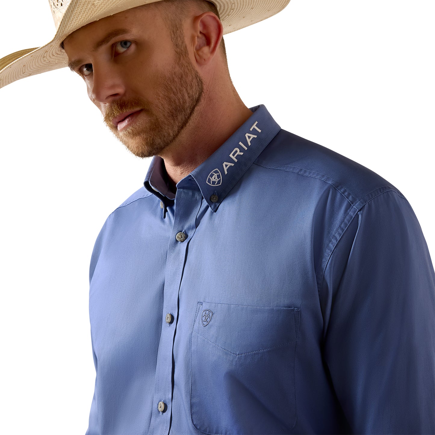 Ariat Men's Team Logo Lightweight Colonial Blue Button Down Shirt 10073660