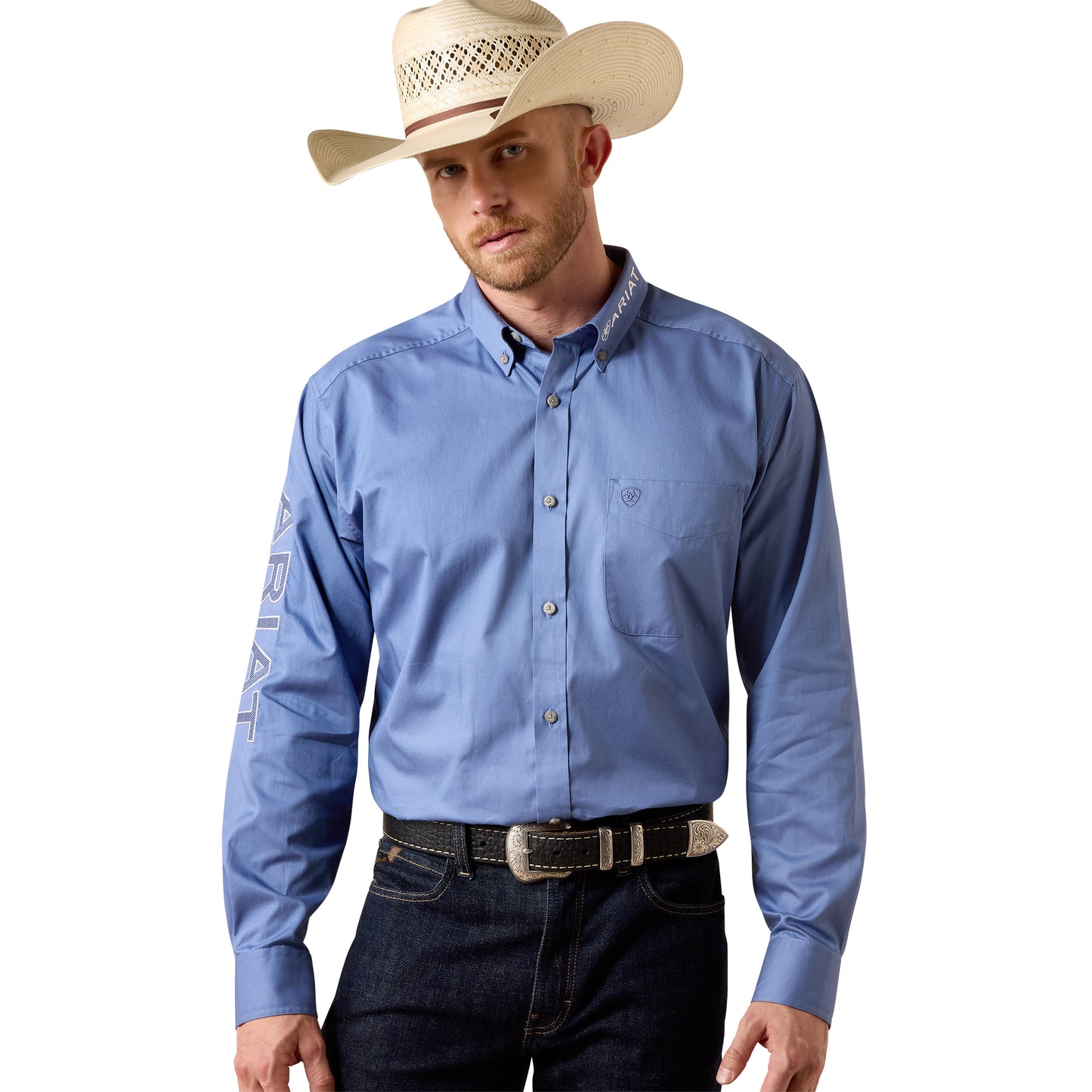 Ariat Men's Team Logo Lightweight Colonial Blue Button Down Shirt 10073660