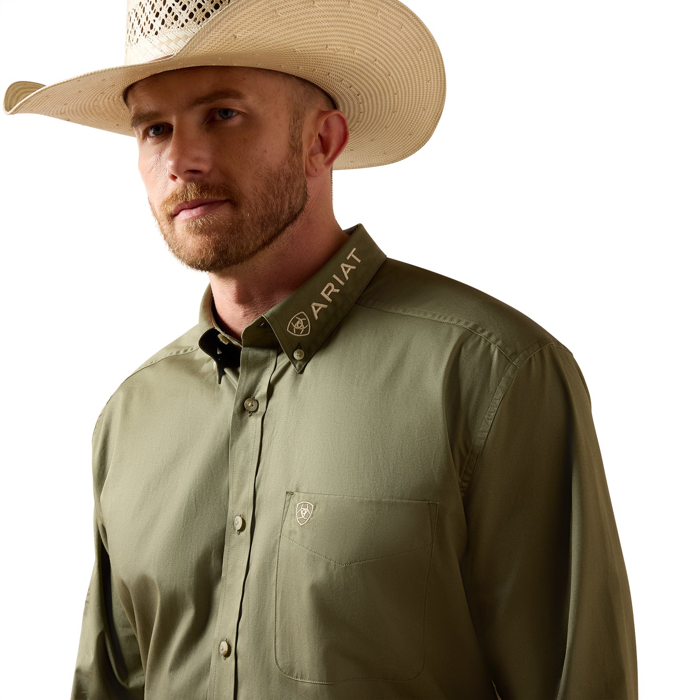 Ariat Men's Team Logo Lightweight Deep Lichen Green Button Down Shirt 10073661