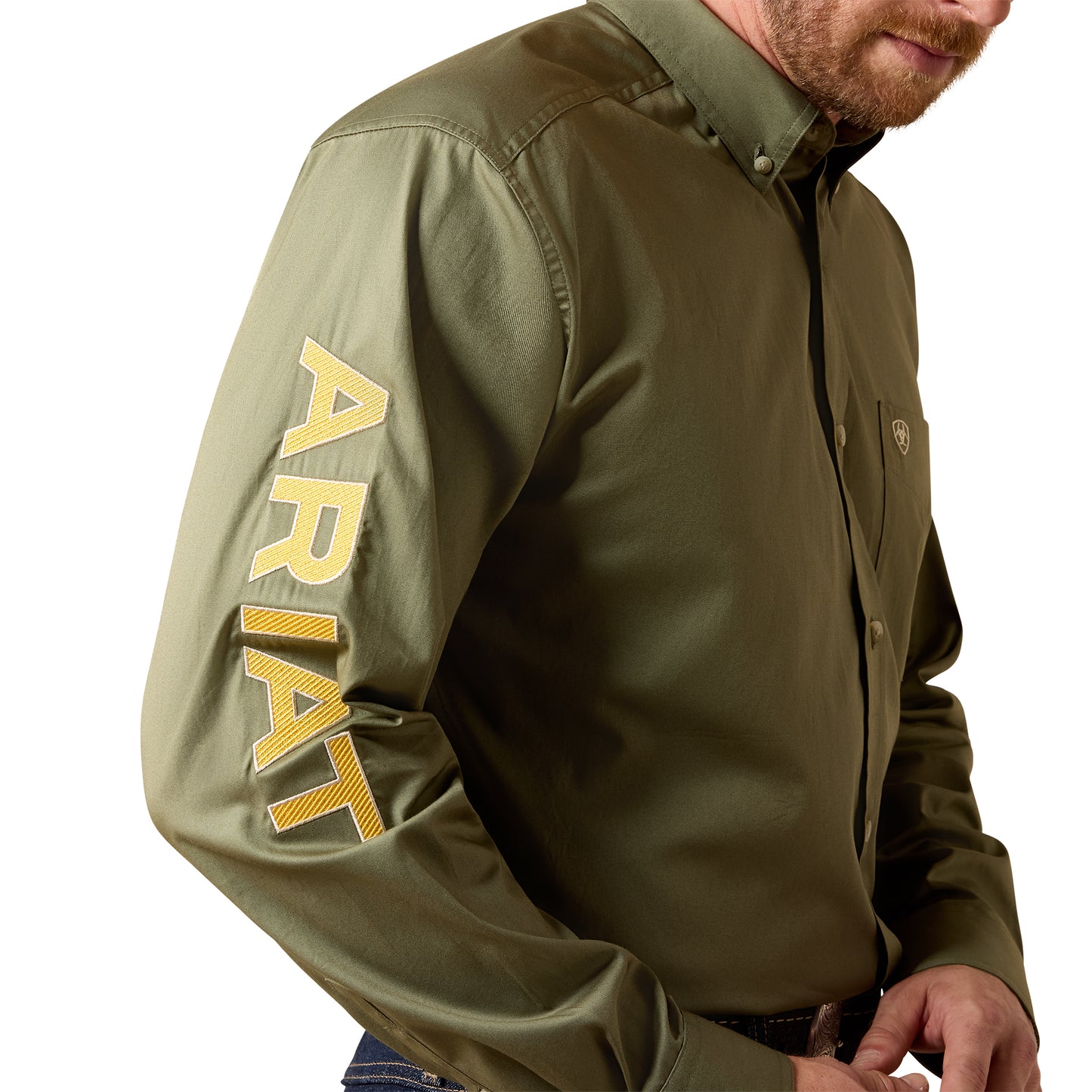 Ariat Men's Team Logo Lightweight Deep Lichen Green Button Down Shirt 10073661