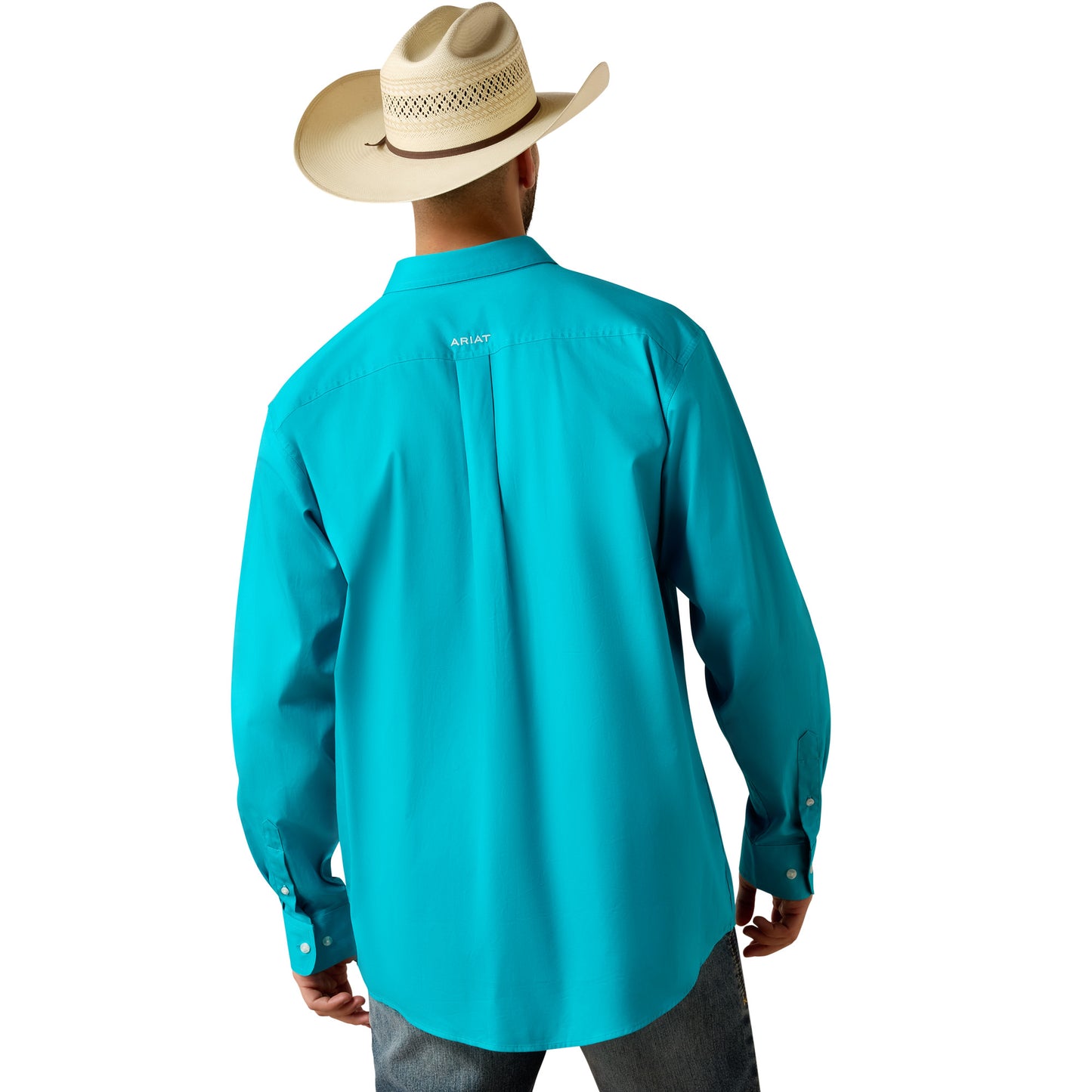 Ariat Men's Team Logo Lightweight Twill Peacock Blue Classic Fit Shirt 10073664
