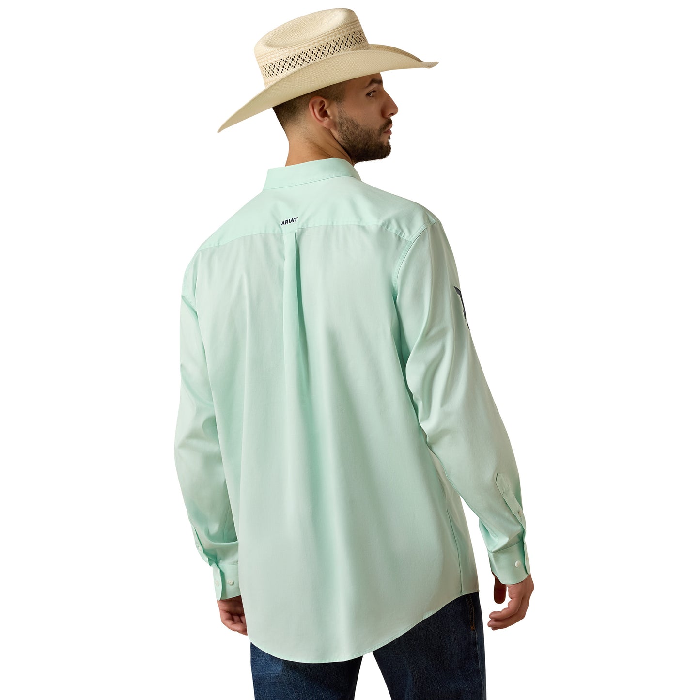 Ariat Men's Team Logo Lightweight Twill Dusty Aqua Classic Fit Shirt 10073665