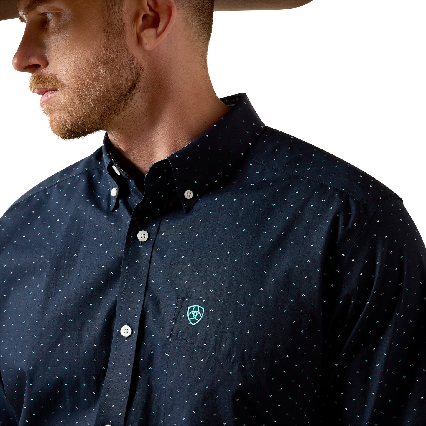 Ariat Men's Wrinkle Free Willem Black Mini Leaf Print Classic Fit Shirt 10073678