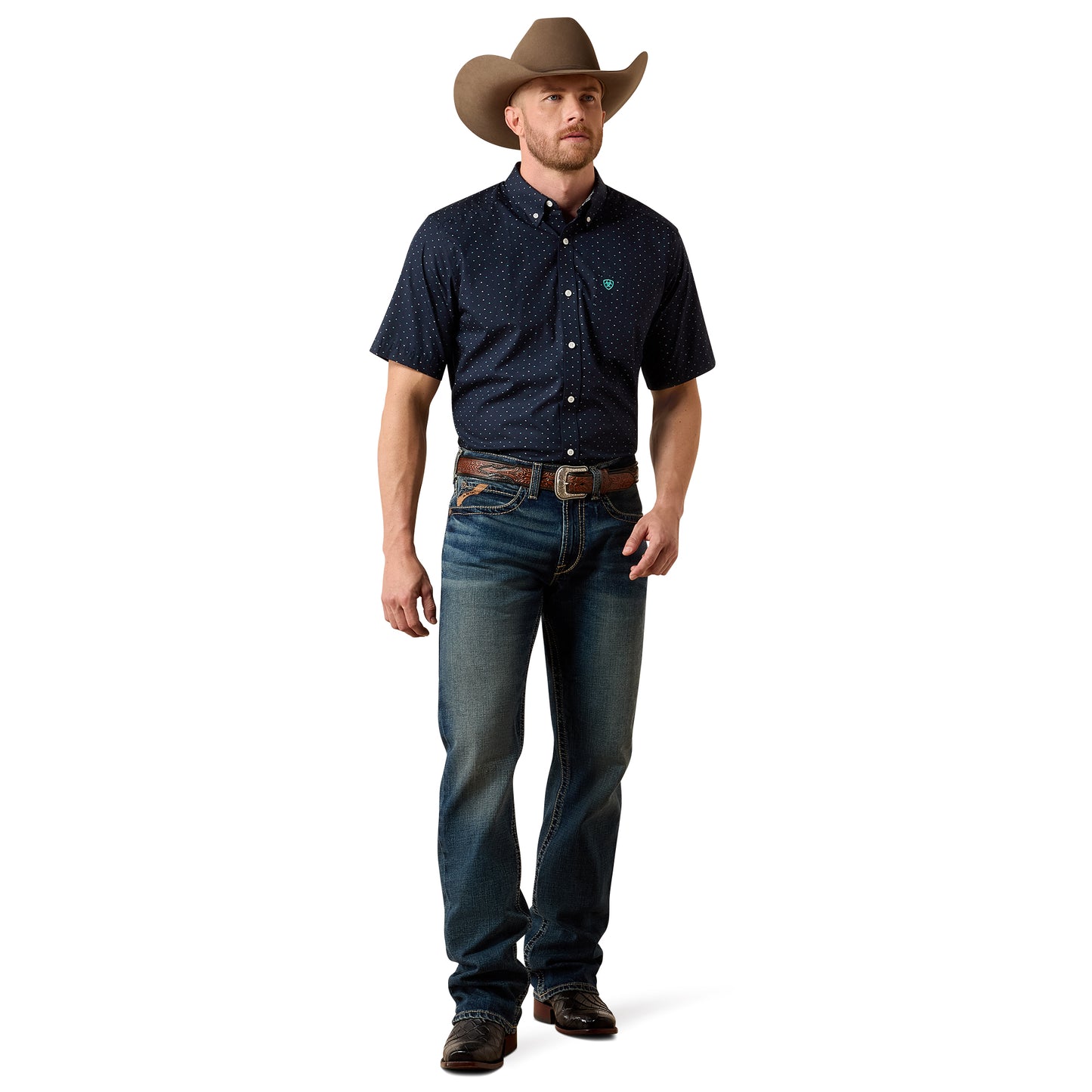 Ariat Men's Wrinkle Free Willem Black Mini Leaf Print Classic Fit Shirt 10073678