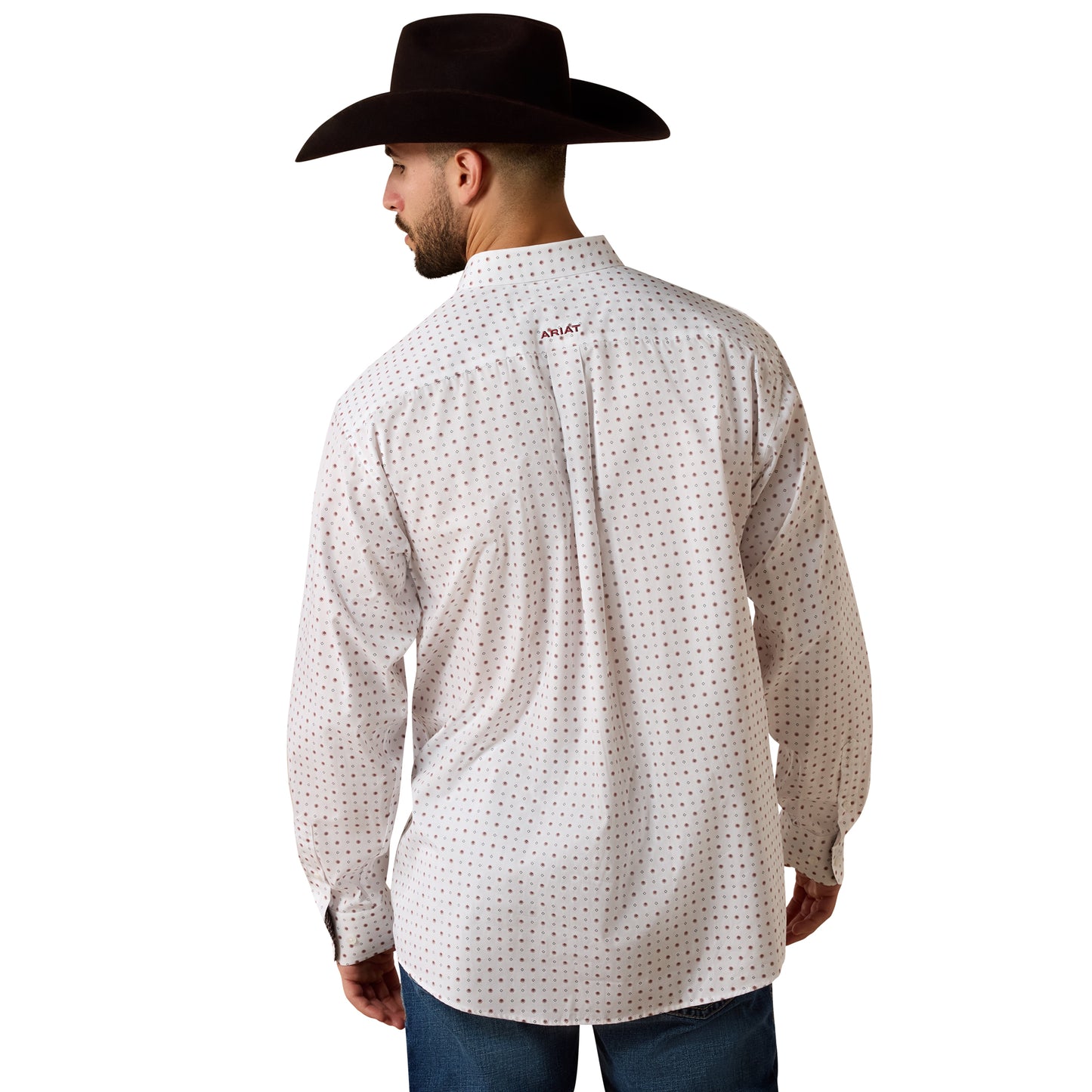 Ariat Men's Wrinkle Free Waverly White Geo Print Classic Fit Shirt 10073681