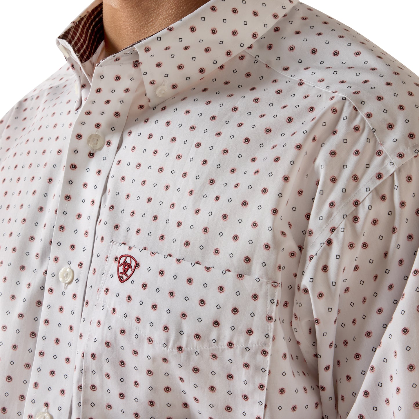 Ariat Men's Wrinkle Free Waverly White Geo Print Classic Fit Shirt 10073681