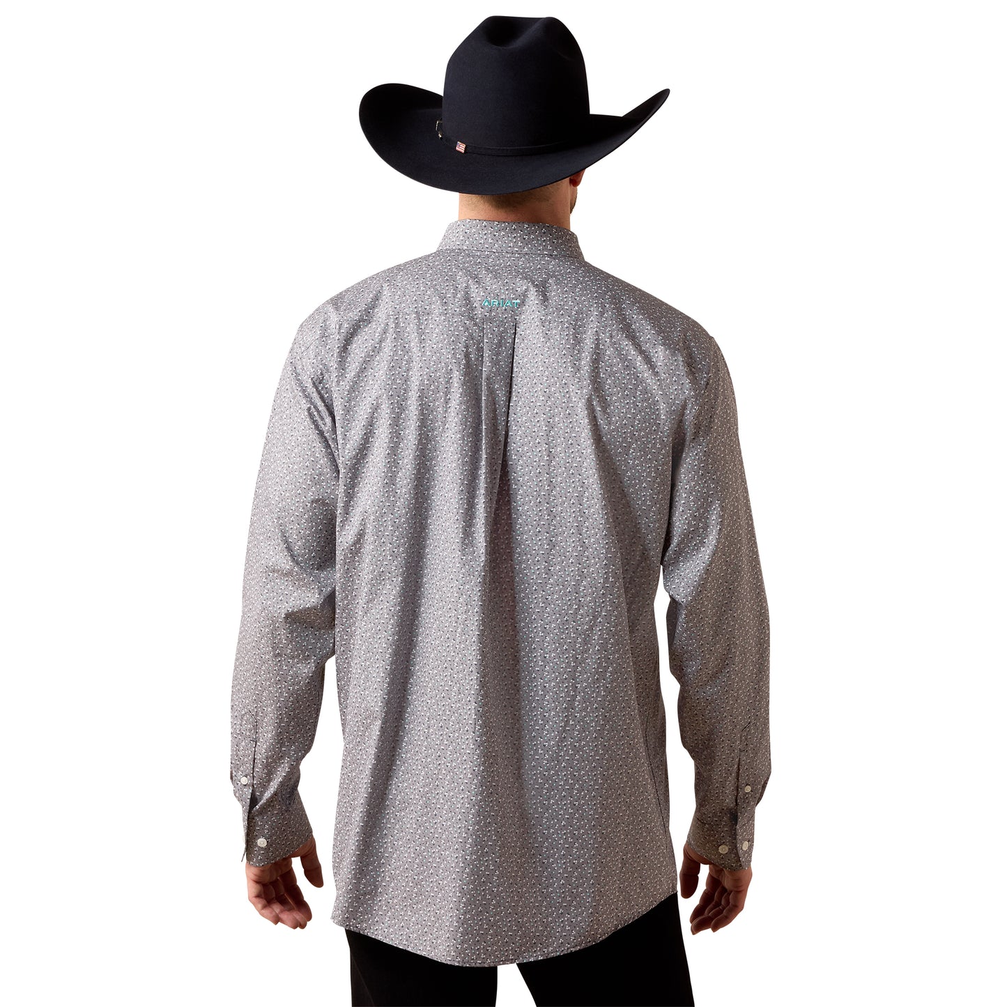 Ariat Men's Wrinkle Free Webb December Sky Grey Ditsy Classic Fit Shirt 10073688