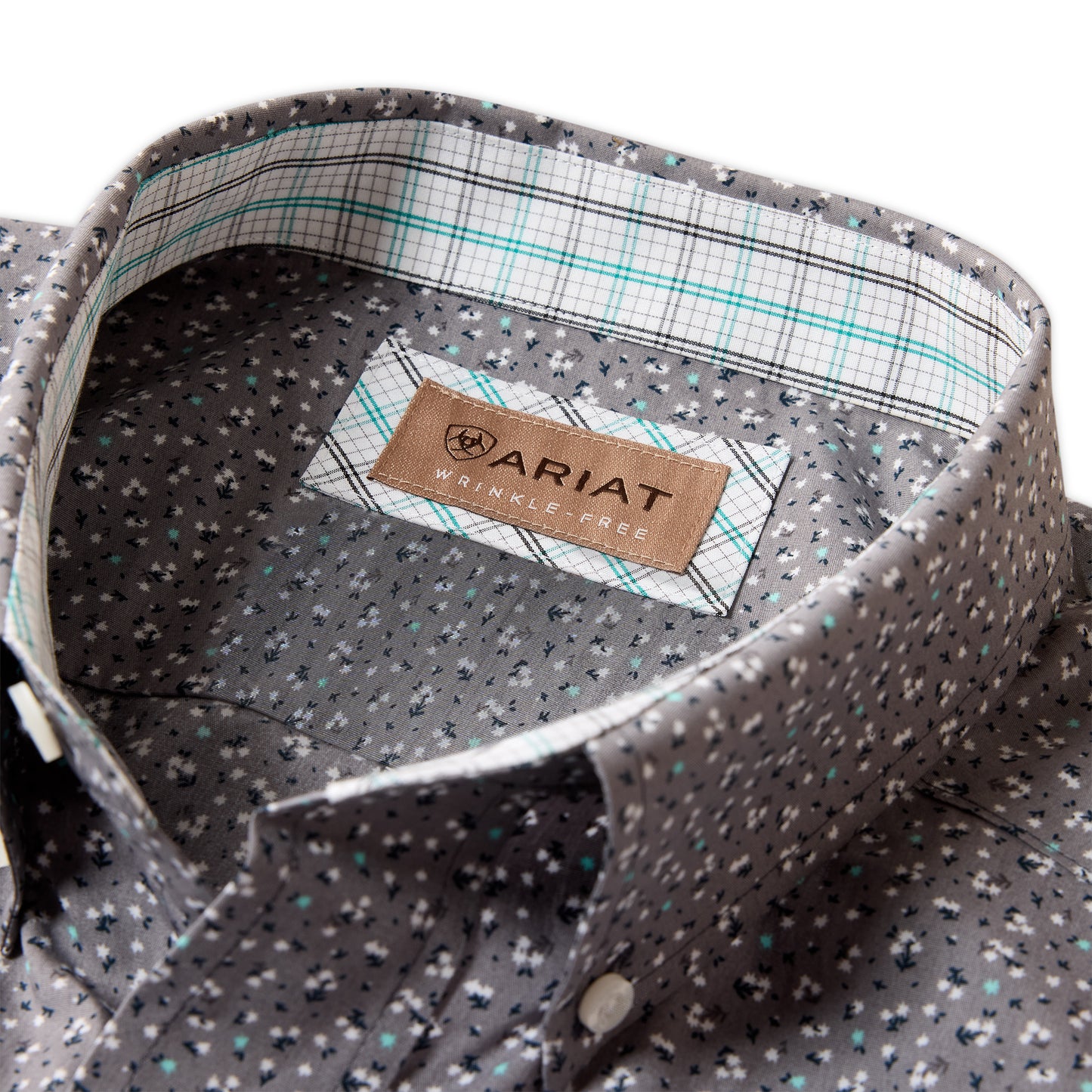 Ariat Men's Wrinkle Free Webb December Sky Grey Ditsy Classic Fit Shirt 10073688