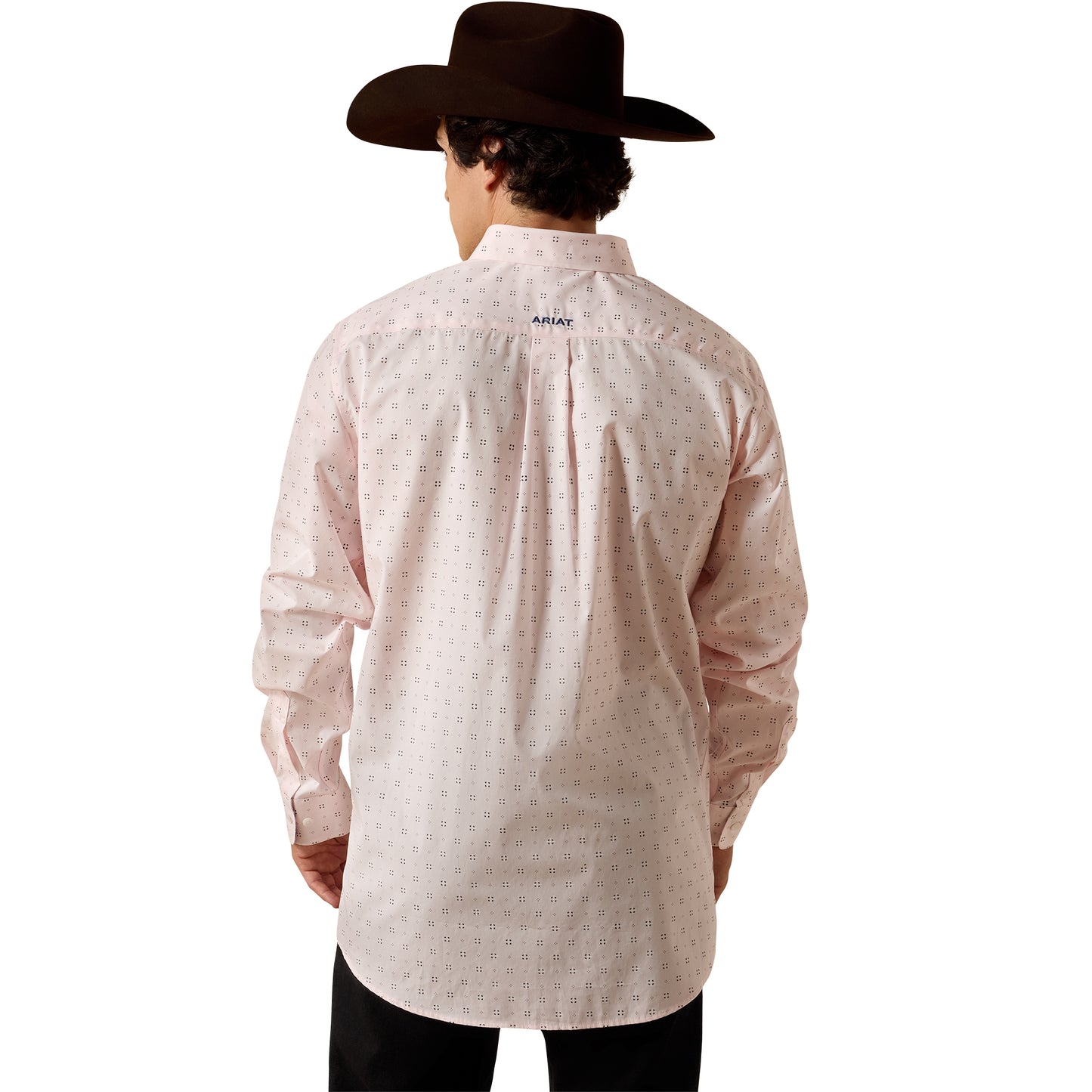 Ariat Men's Wrinkle Free Wally Barley Pink Geo Print Fitted Shirt 10073690