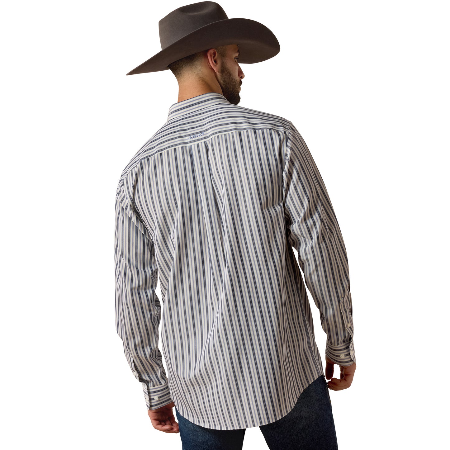 Ariat Men's Wrinkle Free Wickham Coastal FJord Blue Plaid Fitted Shirt 10073692