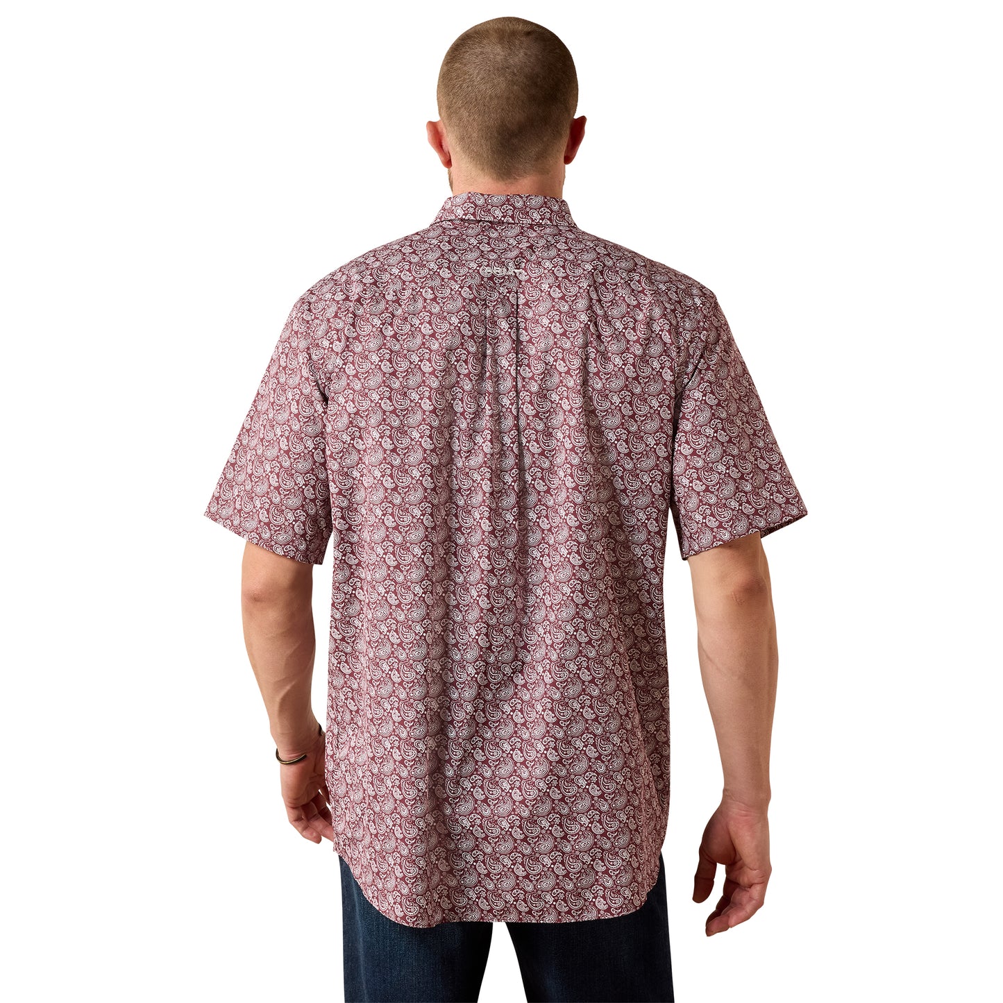 Ariat Men's Wrinkle Free Wadell Red Mahogany Paisley Print Classic Fit Shirt 10073698